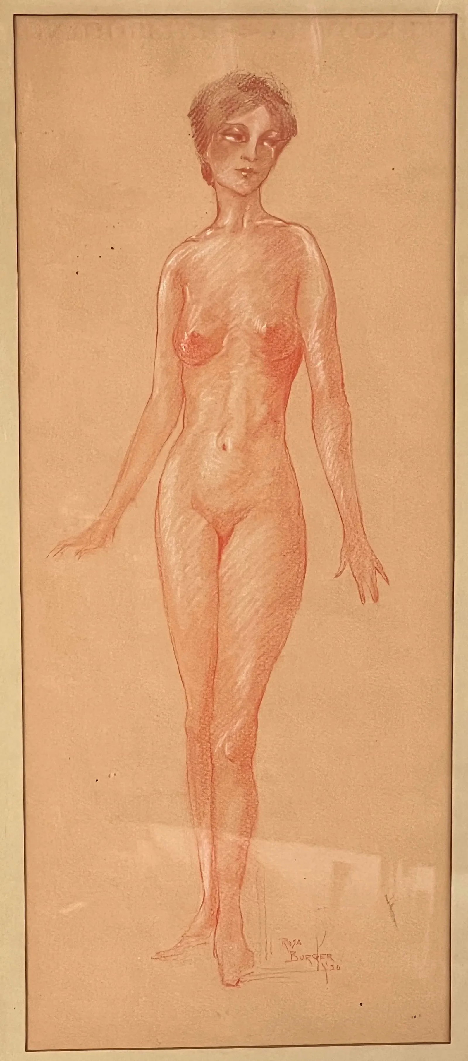 Vintage C.1930 Rosa Burger Pastel Pencil & Gouache Nude Portraits - a Pair - 6