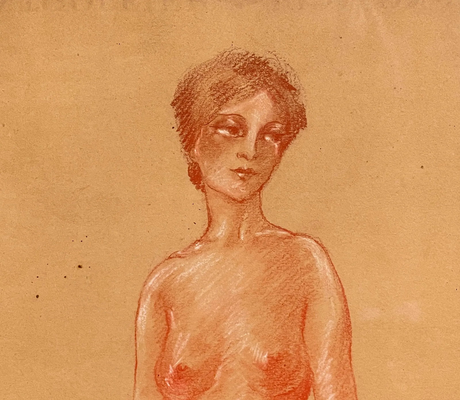 Vintage C.1930 Rosa Burger Pastel Pencil & Gouache Nude Portraits - a Pair - 7