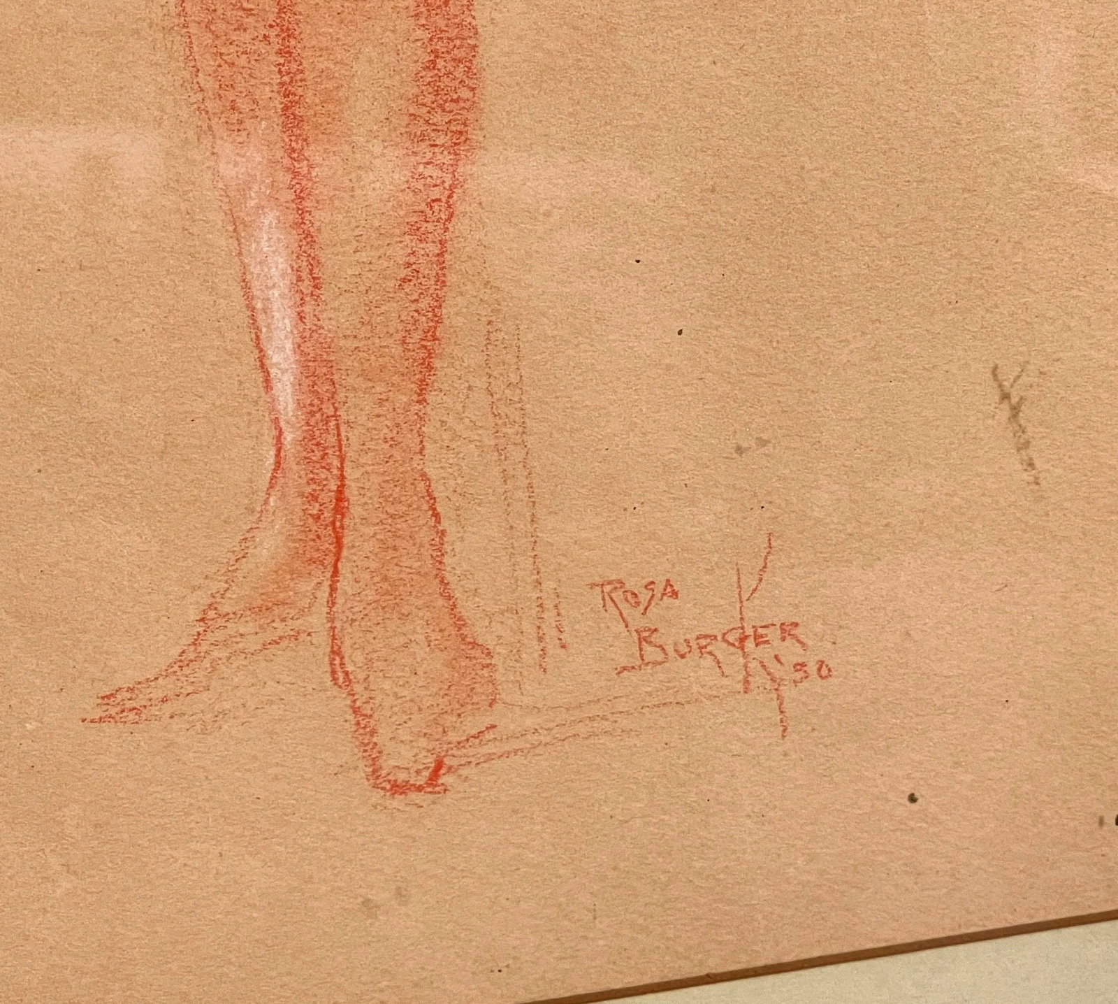 Vintage C.1930 Rosa Burger Pastel Pencil & Gouache Nude Portraits - a Pair - 8