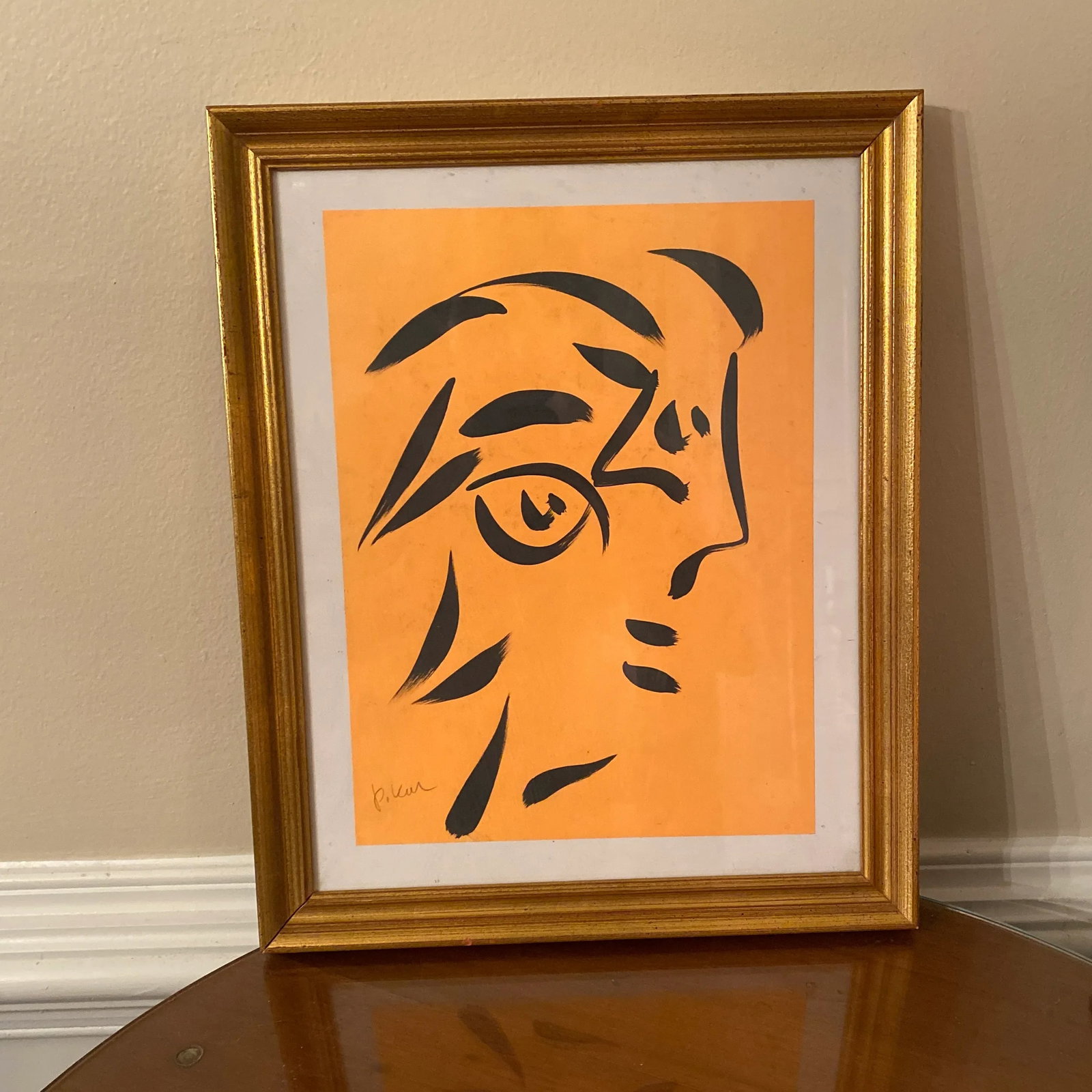 Peter Keil Original Orange Abstract Portrait Paintings - a Pair - 2