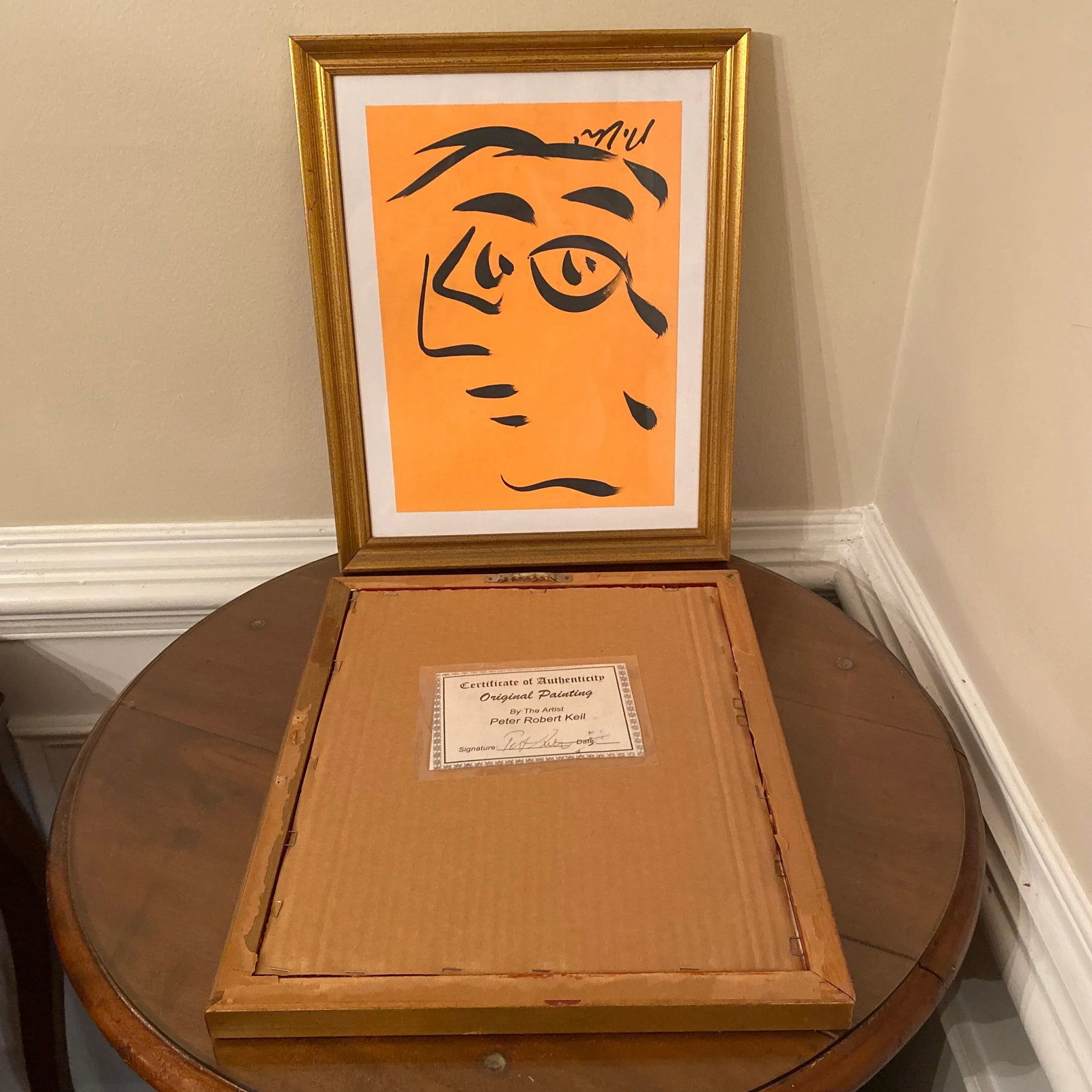 Peter Keil Original Orange Abstract Portrait Paintings - a Pair - 7