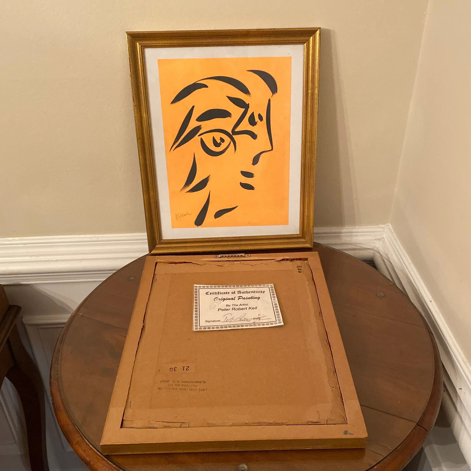 Peter Keil Original Orange Abstract Portrait Paintings - a Pair - 8
