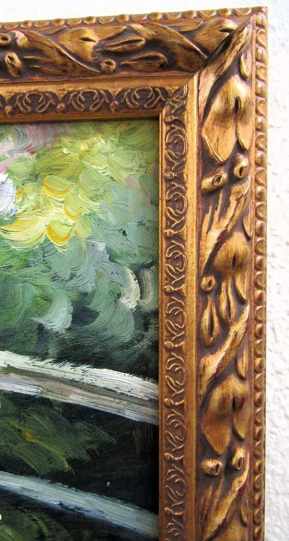 Japanese Bridge Claude Monet by S. Carthon Framed Canvas Oil Painting Gold Frame - 5