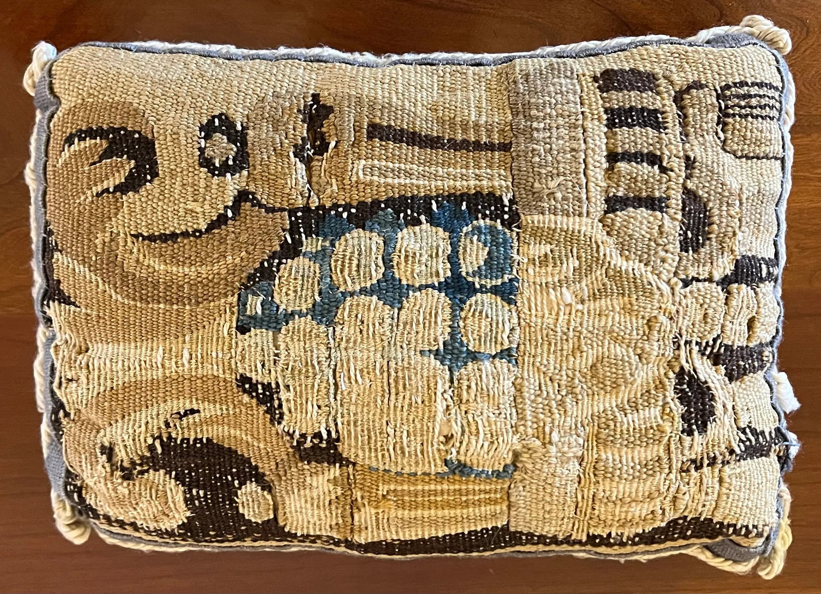 Antique 18th Century French Verdure Wool Tapestry Pillow Lefortier Saint Honore Paris - 2