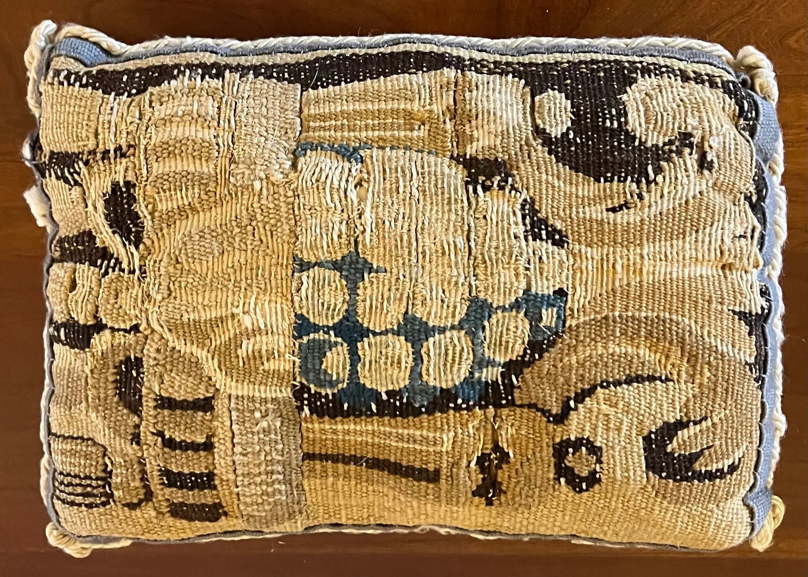 Antique 18th Century French Verdure Wool Tapestry Pillow Lefortier Saint Honore Paris - 4