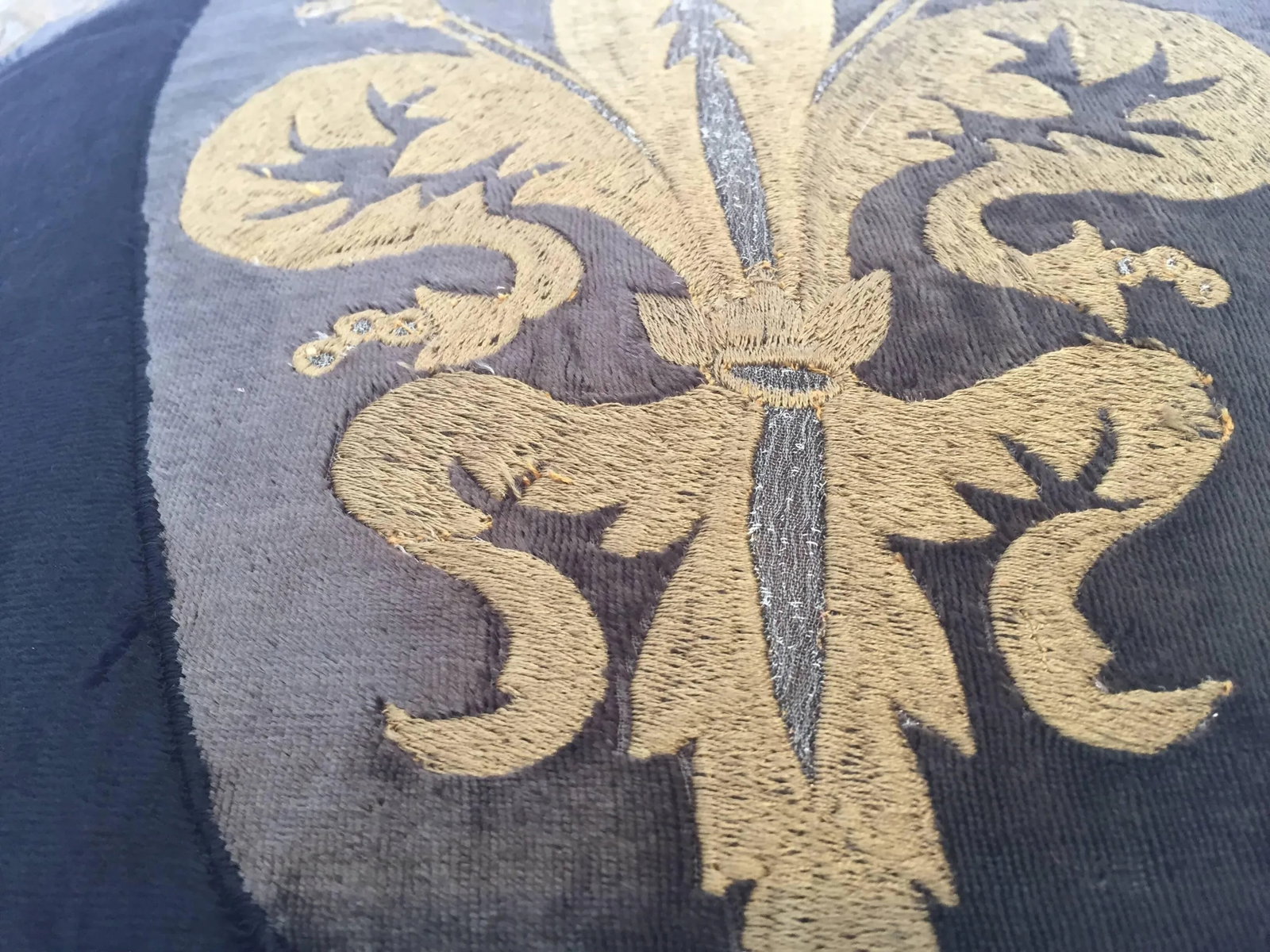 Moroccan Black Silk Decorative Pillow With Gold Metallic Threads and Tassels - 8