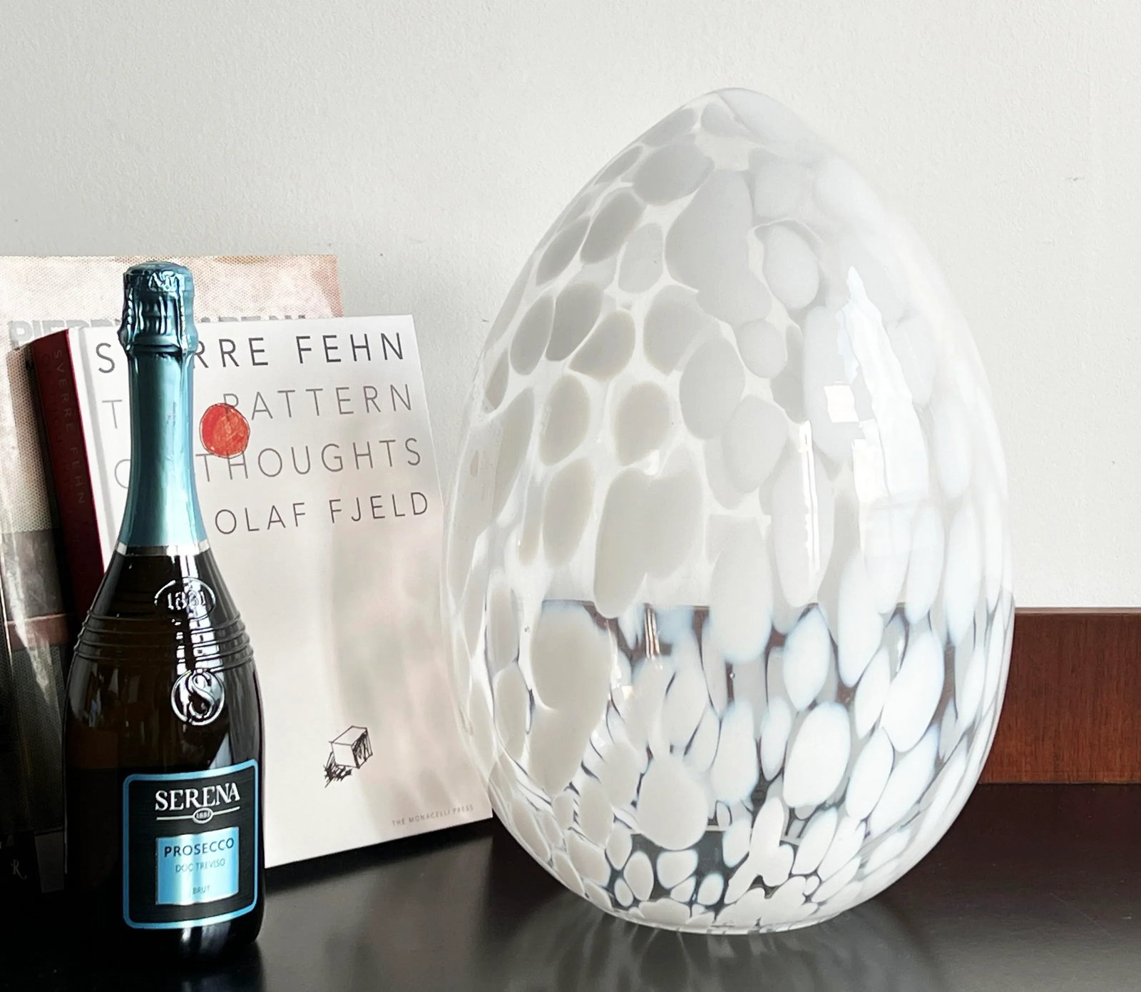 Large Vintage 15" Murano Art Glass White Blown Glass Egg Sculpture - 2