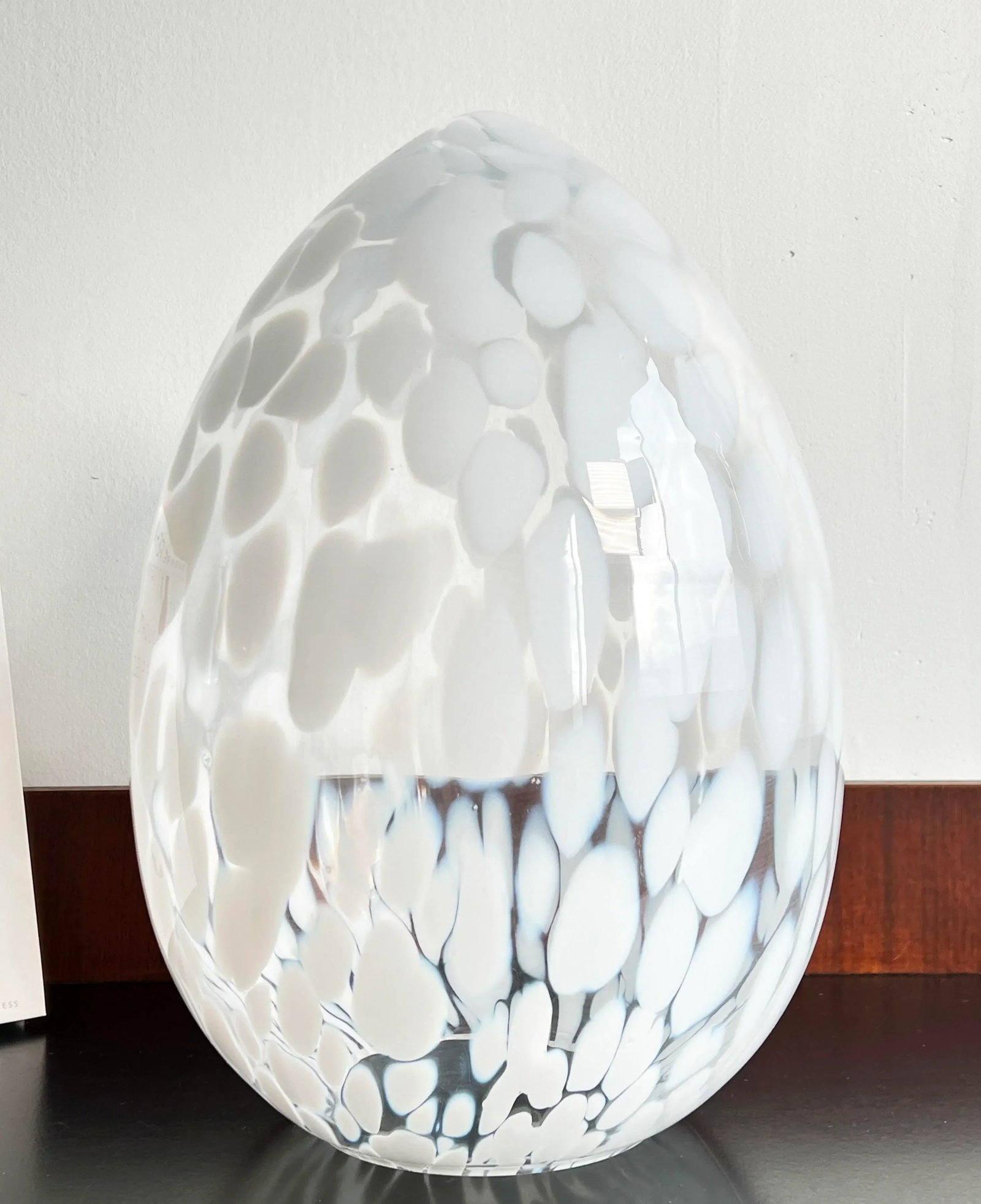 Large Vintage 15" Murano Art Glass White Blown Glass Egg Sculpture - 6