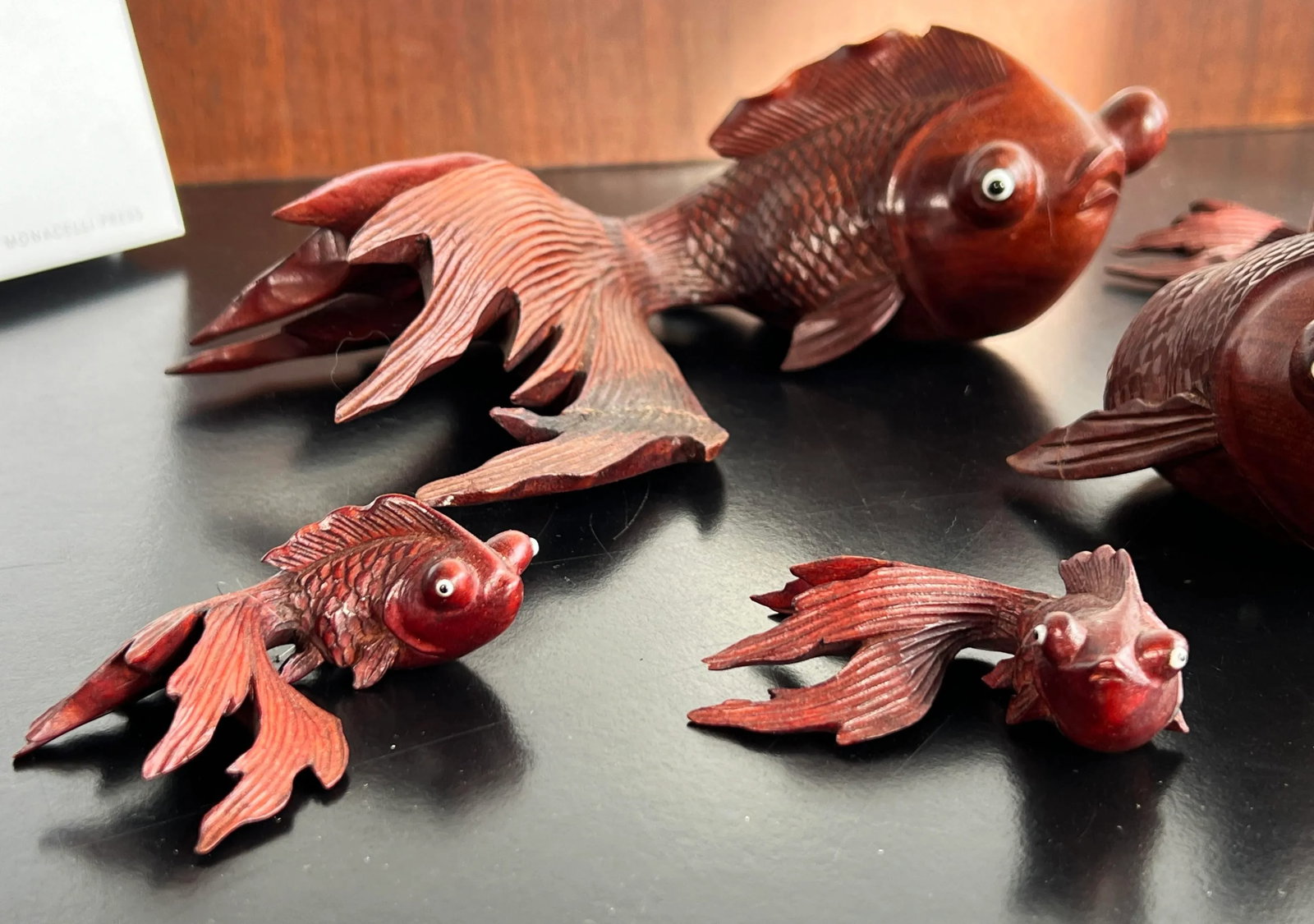 Vintage Set of Japanese Hand Carved Swimming Koi Fish - Set of 5 - 3