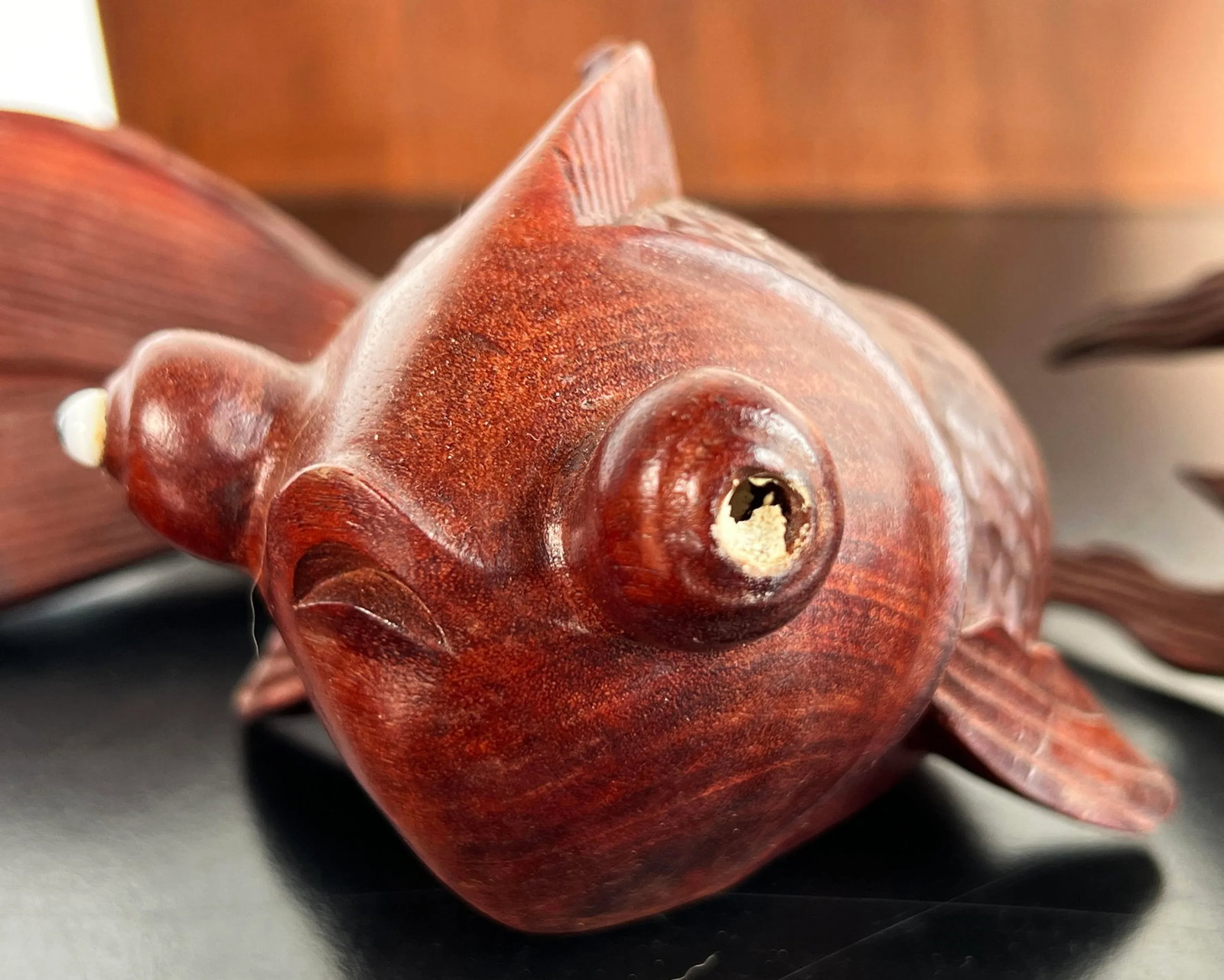 Vintage Set of Japanese Hand Carved Swimming Koi Fish - Set of 5 - 5