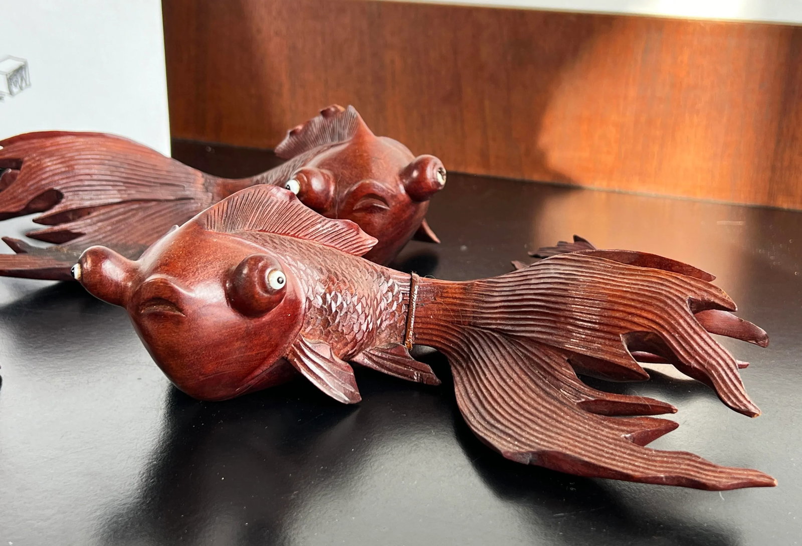 Vintage Set of Japanese Hand Carved Swimming Koi Fish - Set of 5 - 6