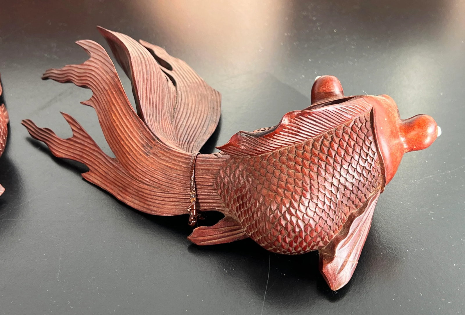 Vintage Set of Japanese Hand Carved Swimming Koi Fish - Set of 5 - 8