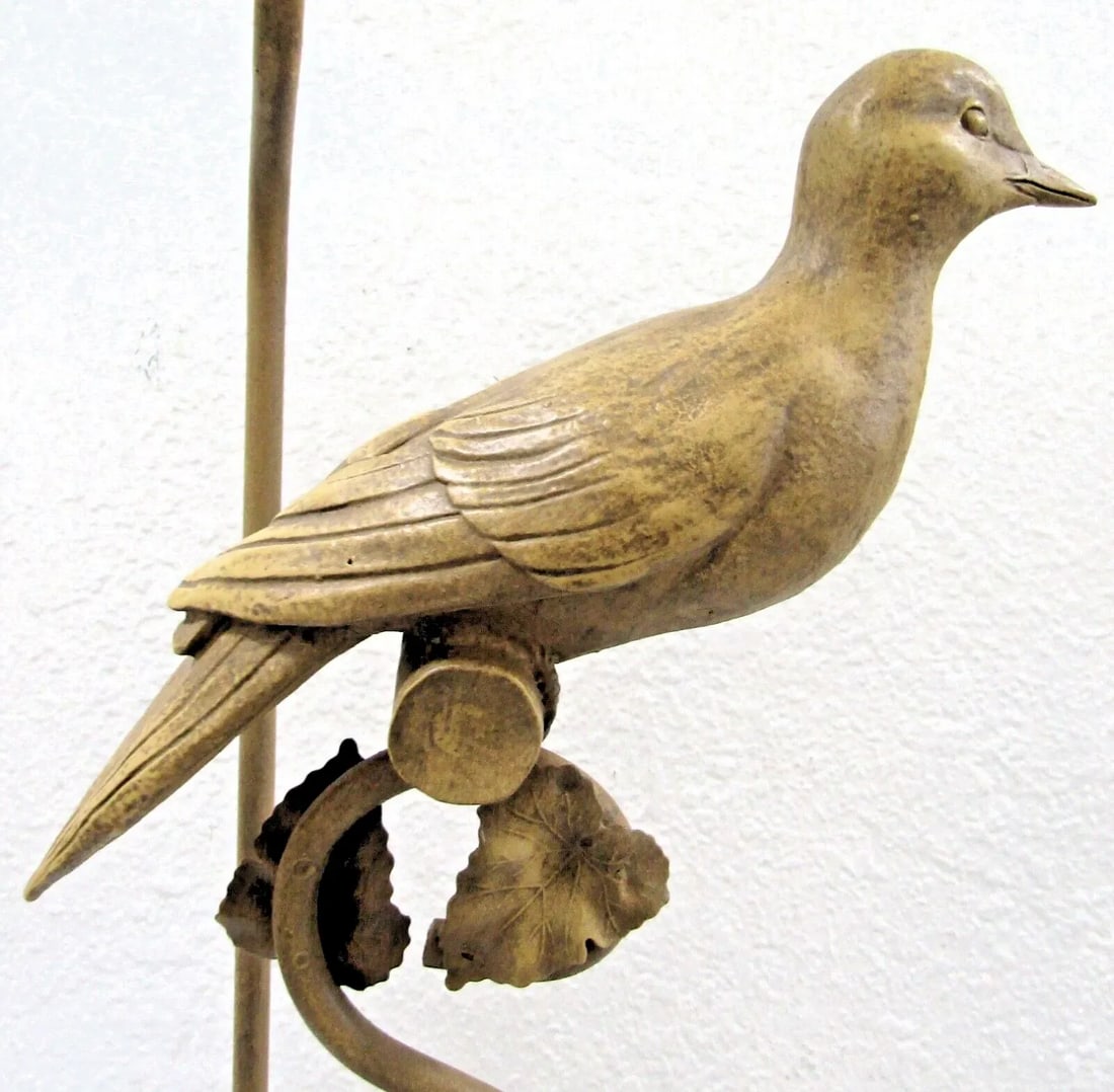 Vintage Lampcrafters Lexington Nc Carved Wood Dove on Metal Curved Branch Lamp - 10