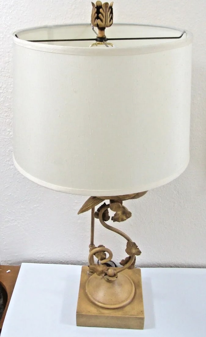 Vintage Lampcrafters Lexington Nc Carved Wood Dove on Metal Curved Branch Lamp - 3