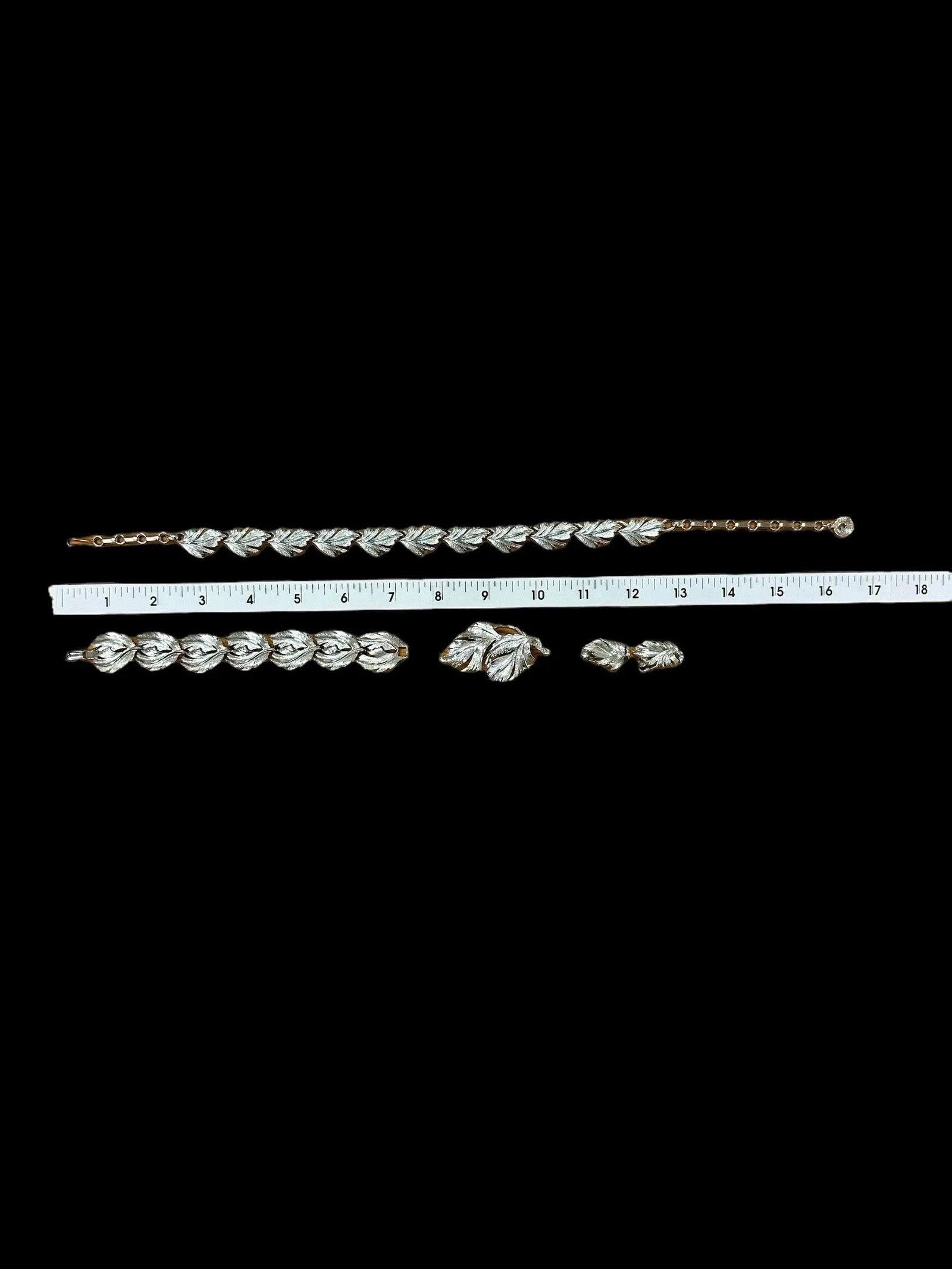 Vintage Tara Silver Tone Leaf Jewelry Complete Set of 5 - 10