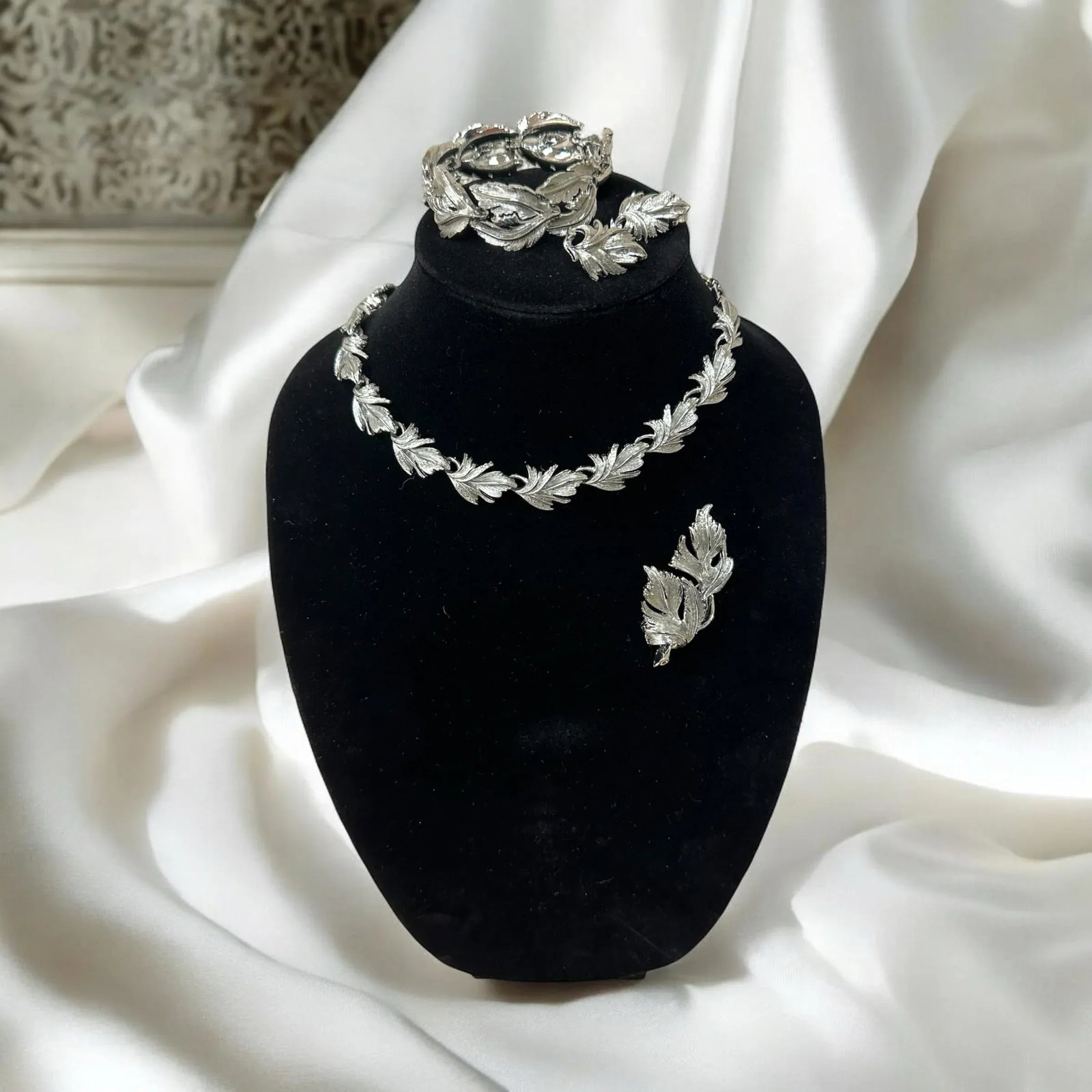 Vintage Tara Silver Tone Leaf Jewelry Complete Set of 5 - 2