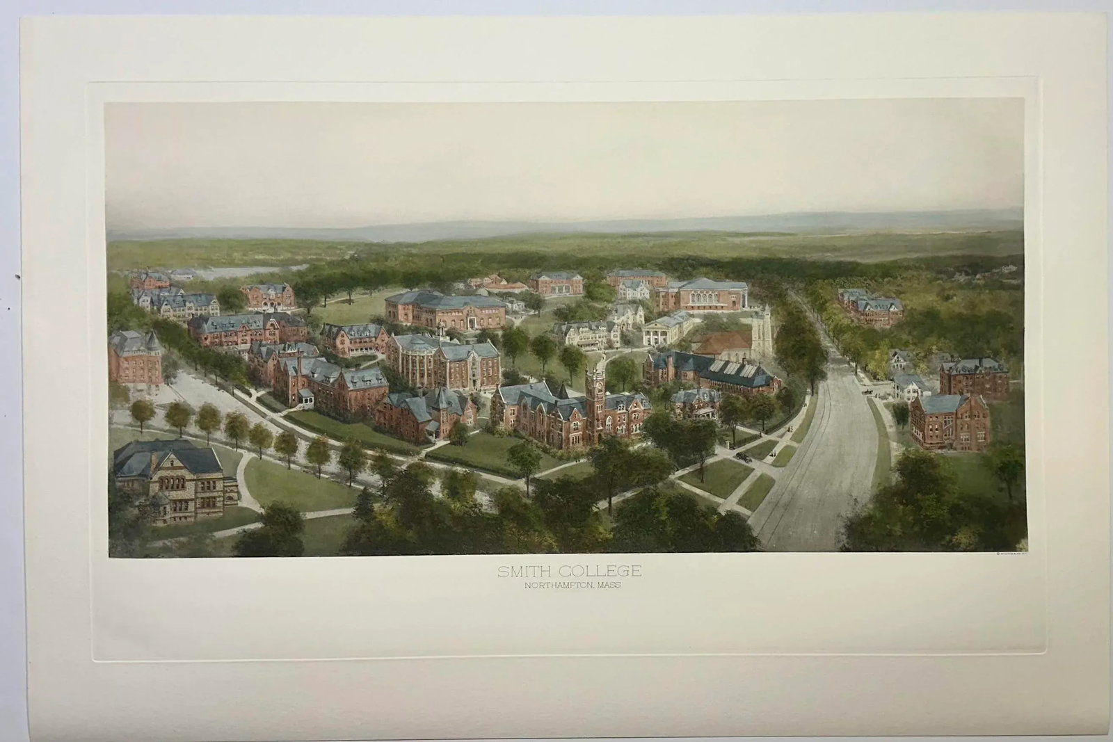 Smith College Engraving, After Richard Rummell, c.1913 - Hand-Colored Print, Large - 2