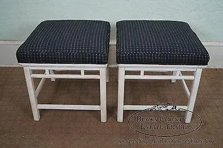 James Mont Era Asian Influenced Painted Benches (A) - a Pair - 3