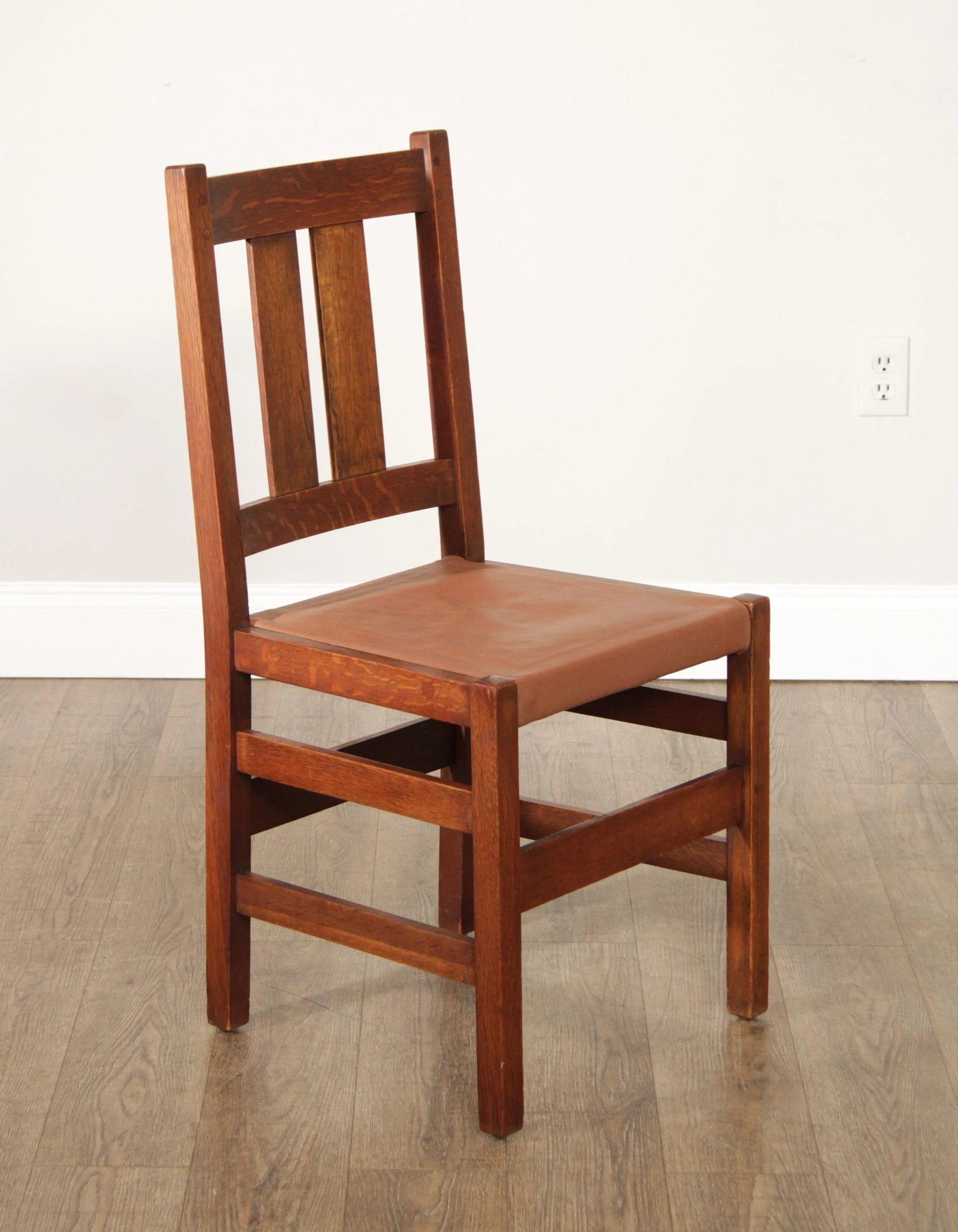 L. & J.G. Stickley Antique Mission Oak Pair of Leather Seat Side Chairs - 12