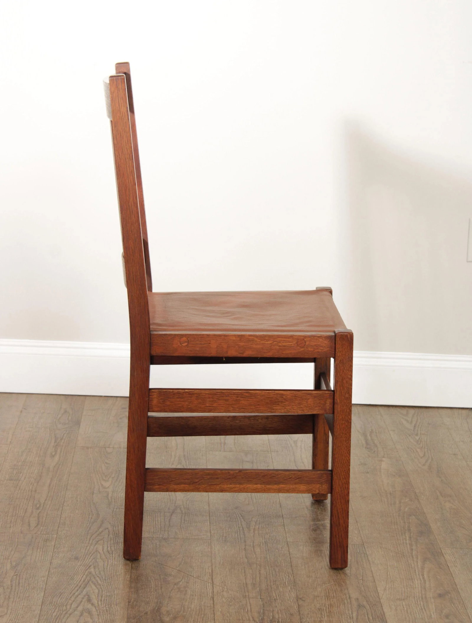 L. & J.G. Stickley Antique Mission Oak Pair of Leather Seat Side Chairs - 4