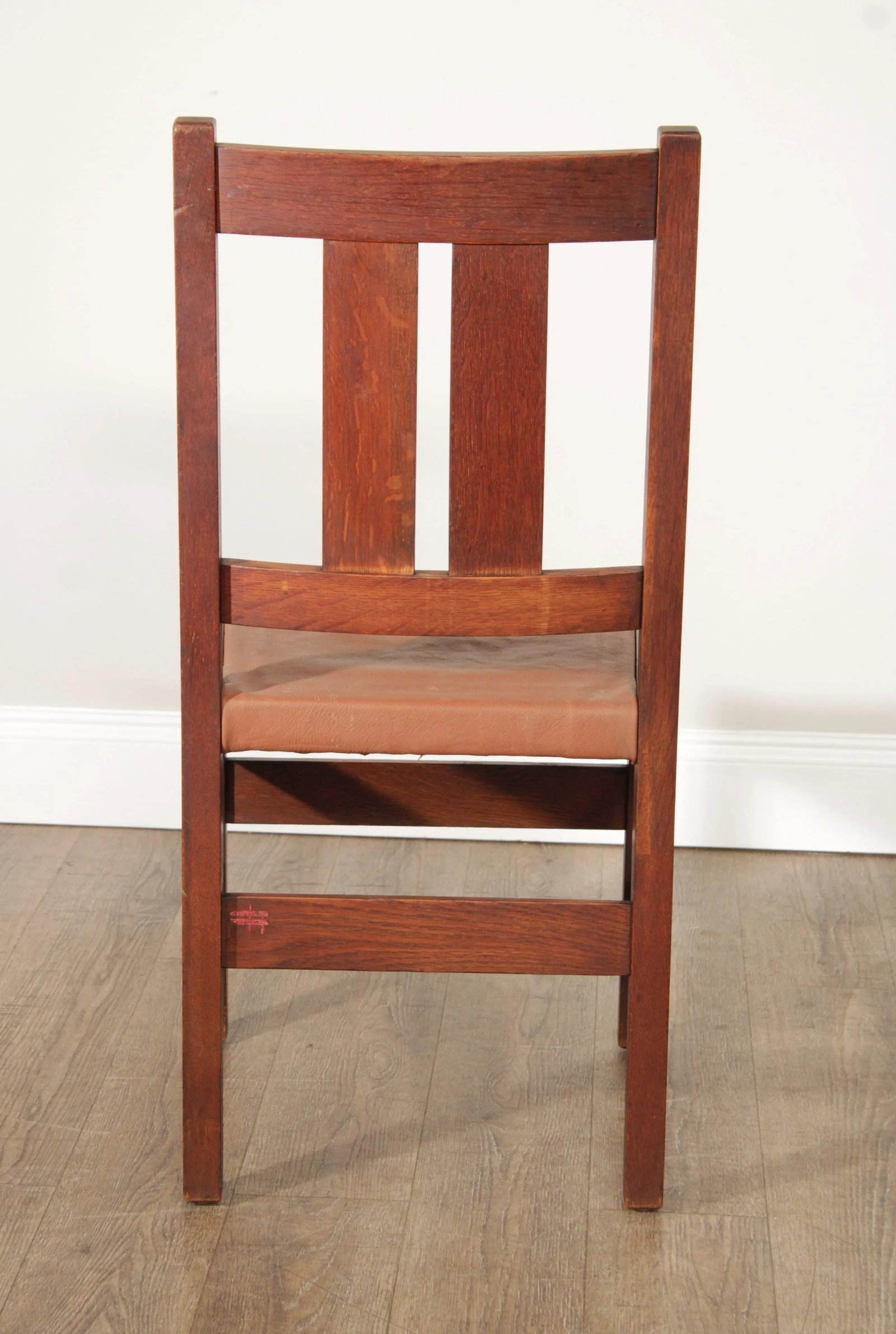 L. & J.G. Stickley Antique Mission Oak Pair of Leather Seat Side Chairs - 6