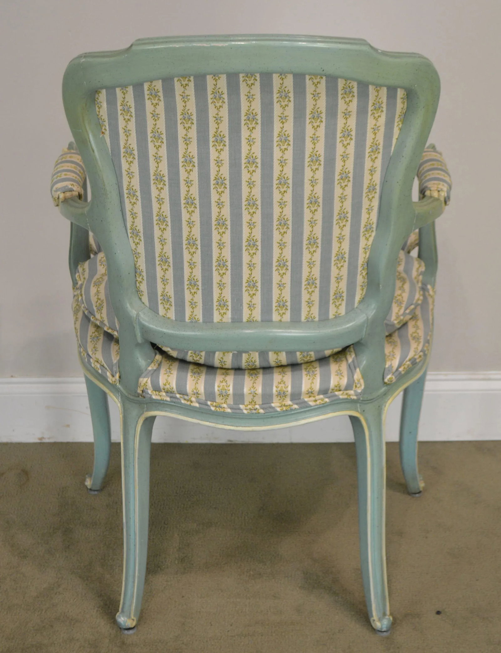 French Louis XV Style Vintage 1960's Custom Painted Armchairs - a Pair - 6