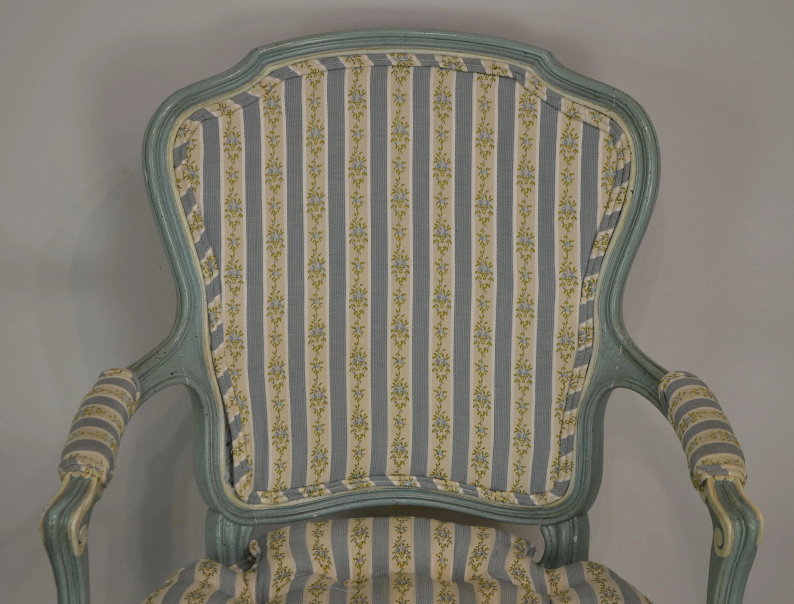 French Louis XV Style Vintage 1960's Custom Painted Armchairs - a Pair - 8