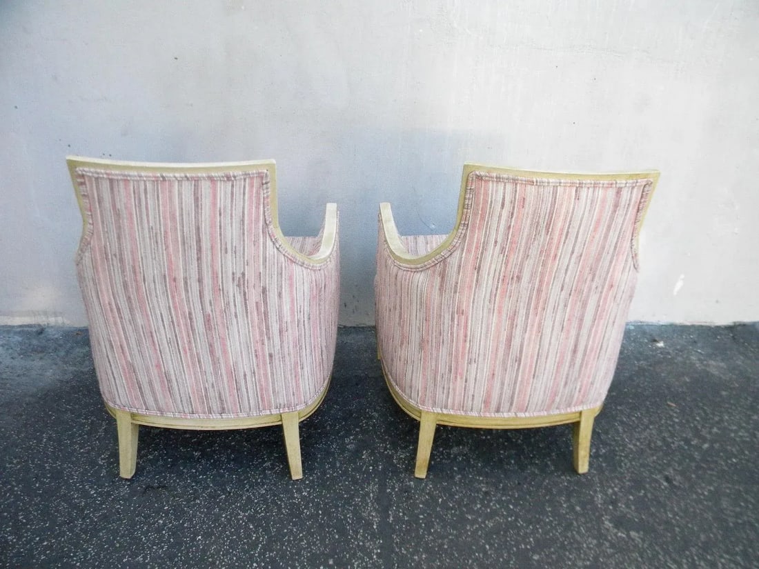 French Distressed Painted Living Bed Room Side Chairs - Pair - 3