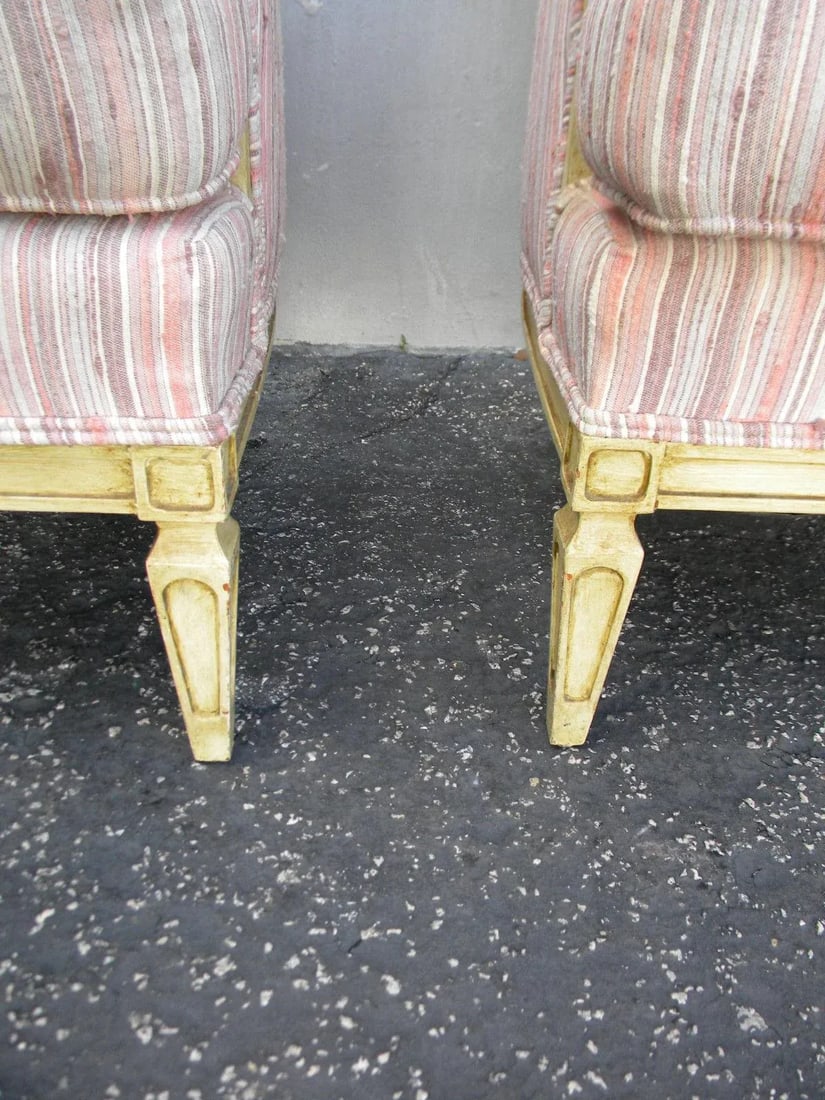 French Distressed Painted Living Bed Room Side Chairs - Pair - 8