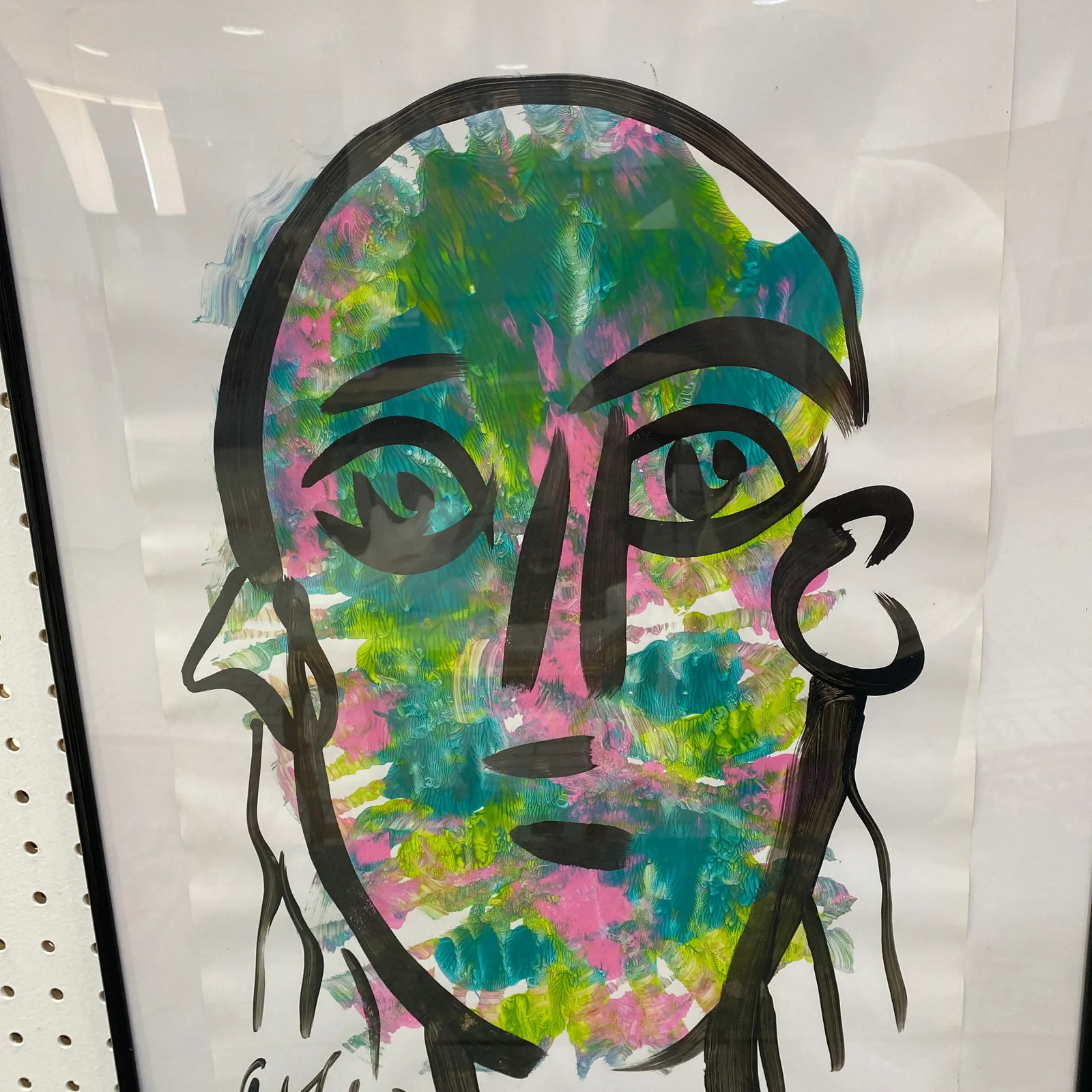 1970s Vintage Abstract Portraiture; Contemporary Original Artwork by Peter Robert Keil, Framed - 2