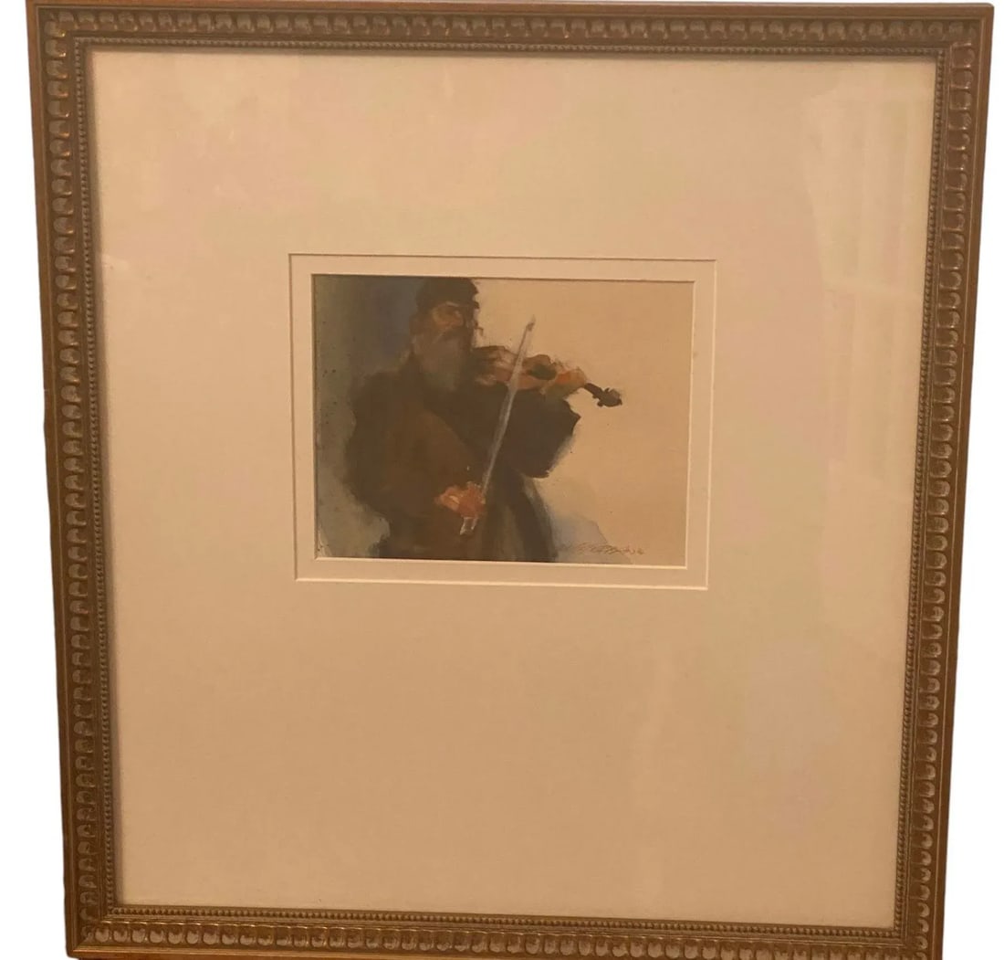 Late 20th Century Framed Watercolor Portrait "Tevye,The Fiddler on the Roof" by Arne Westerman 1982 - 2