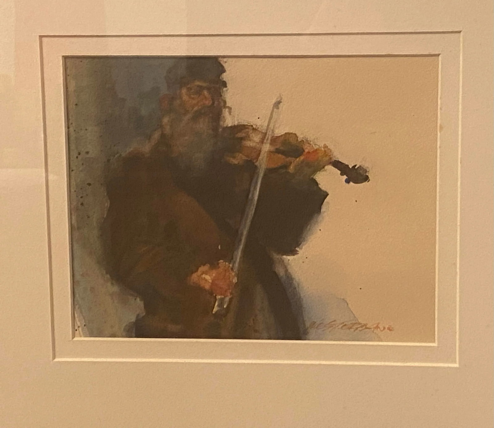 Late 20th Century Framed Watercolor Portrait "Tevye,The Fiddler on the Roof" by Arne Westerman 1982 - 4