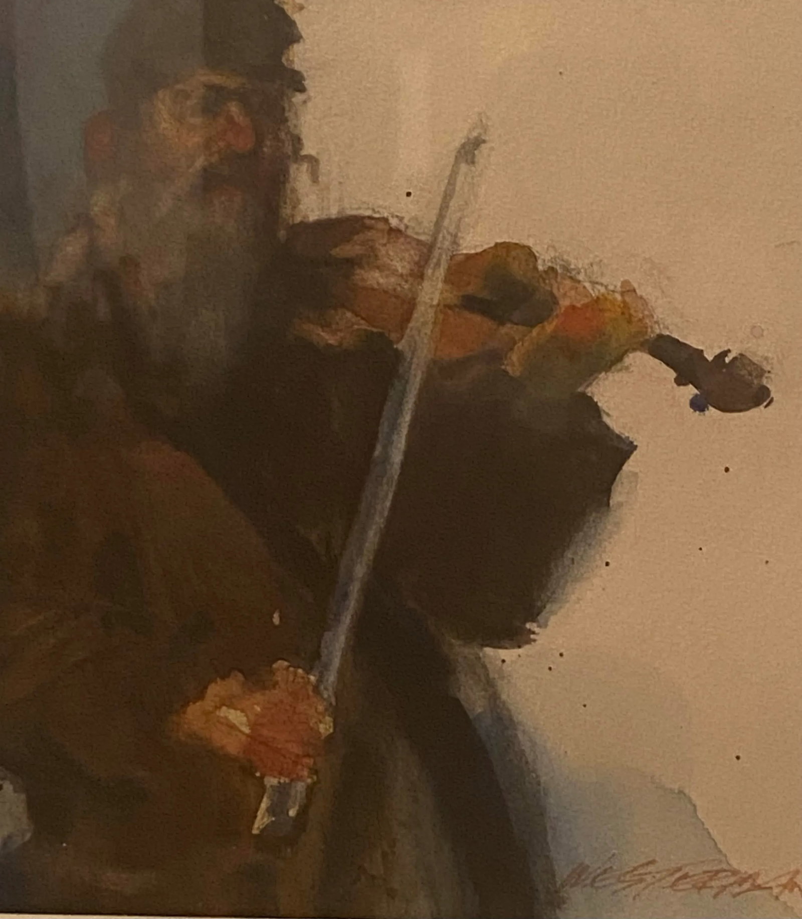 Late 20th Century Framed Watercolor Portrait "Tevye,The Fiddler on the Roof" by Arne Westerman 1982 - 6