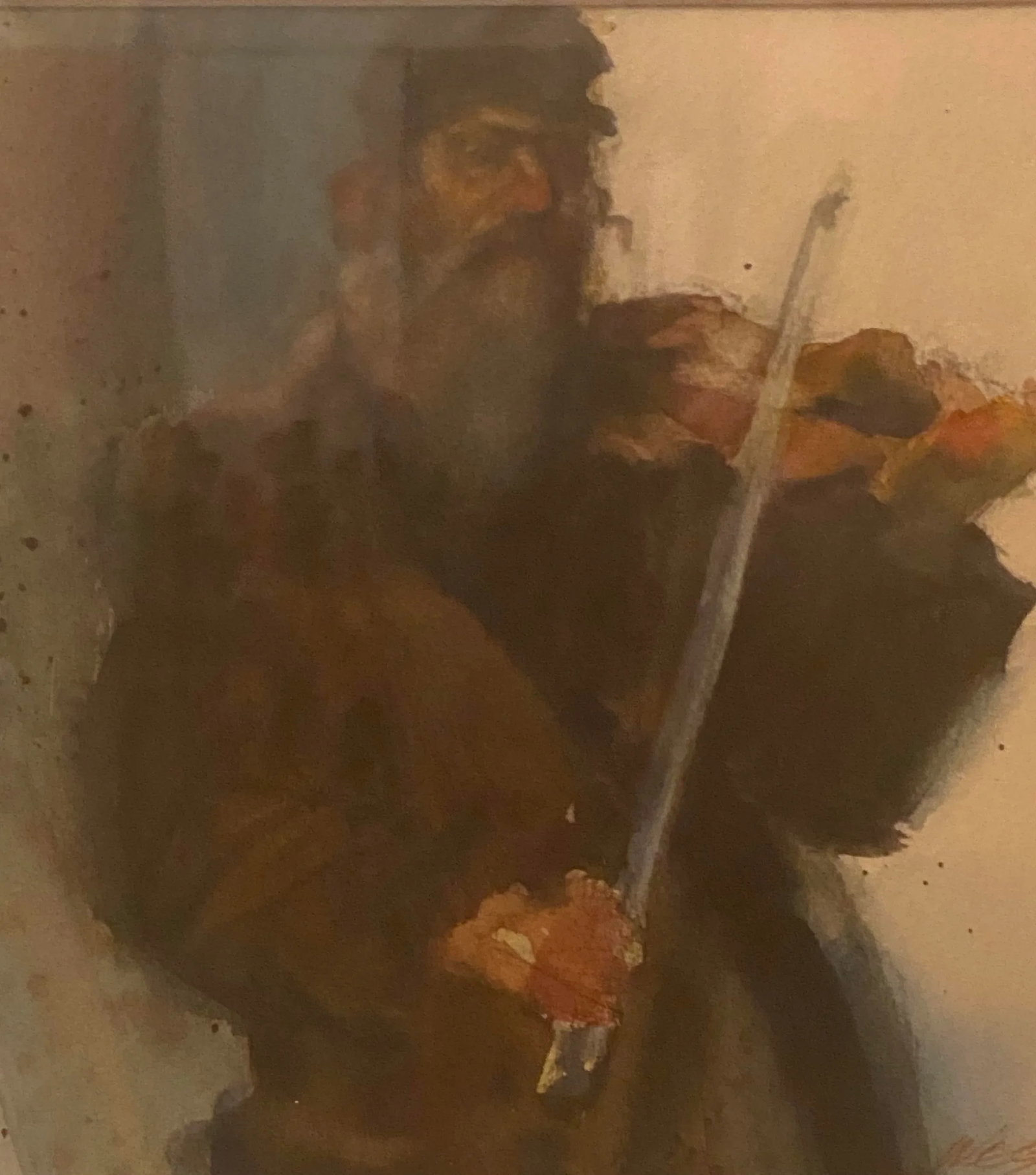 Late 20th Century Framed Watercolor Portrait "Tevye,The Fiddler on the Roof" by Arne Westerman 1982 - 7