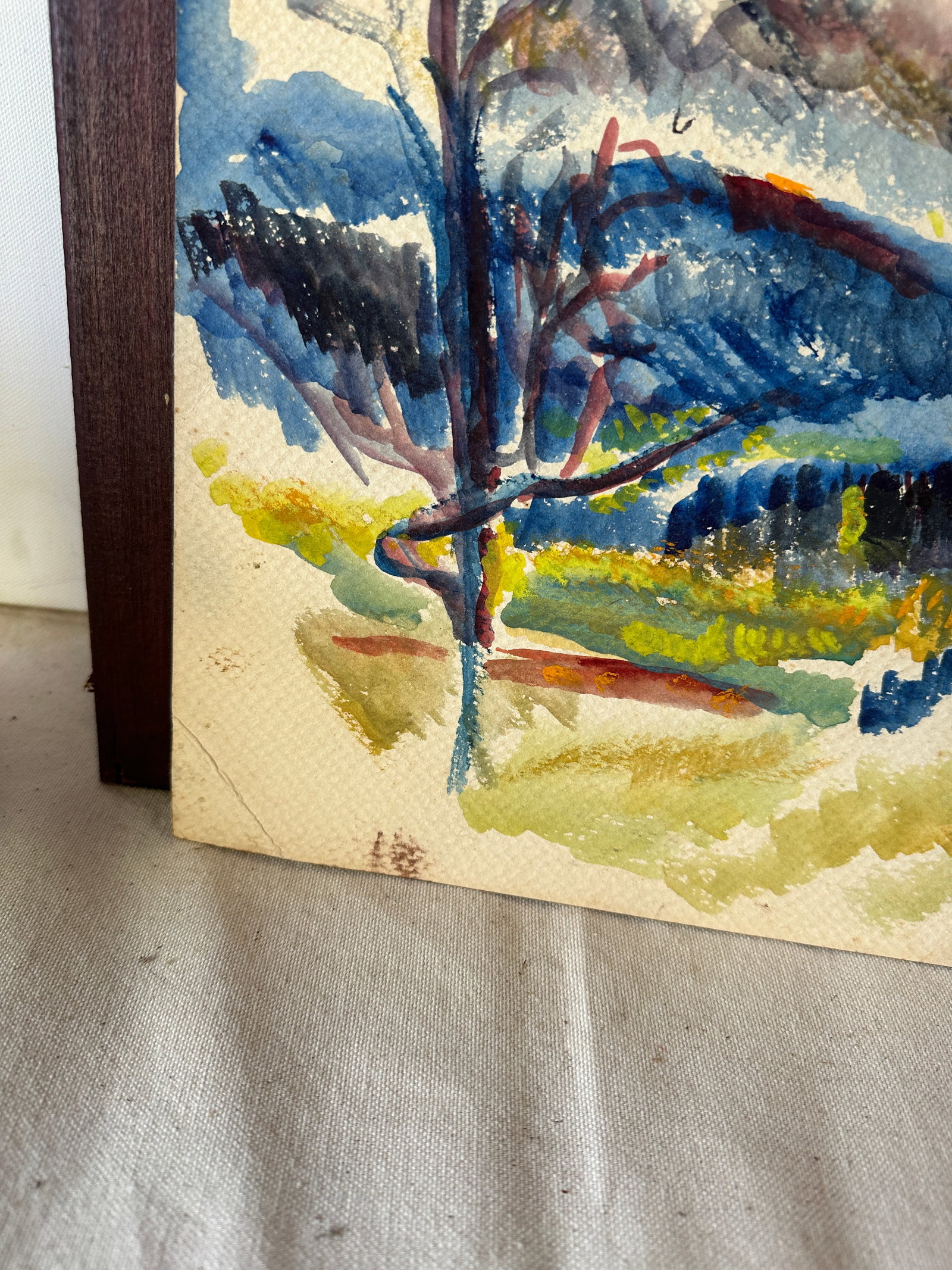 Vintage Colorful Abstract Mountain Landscape Watercolor Painting - 2
