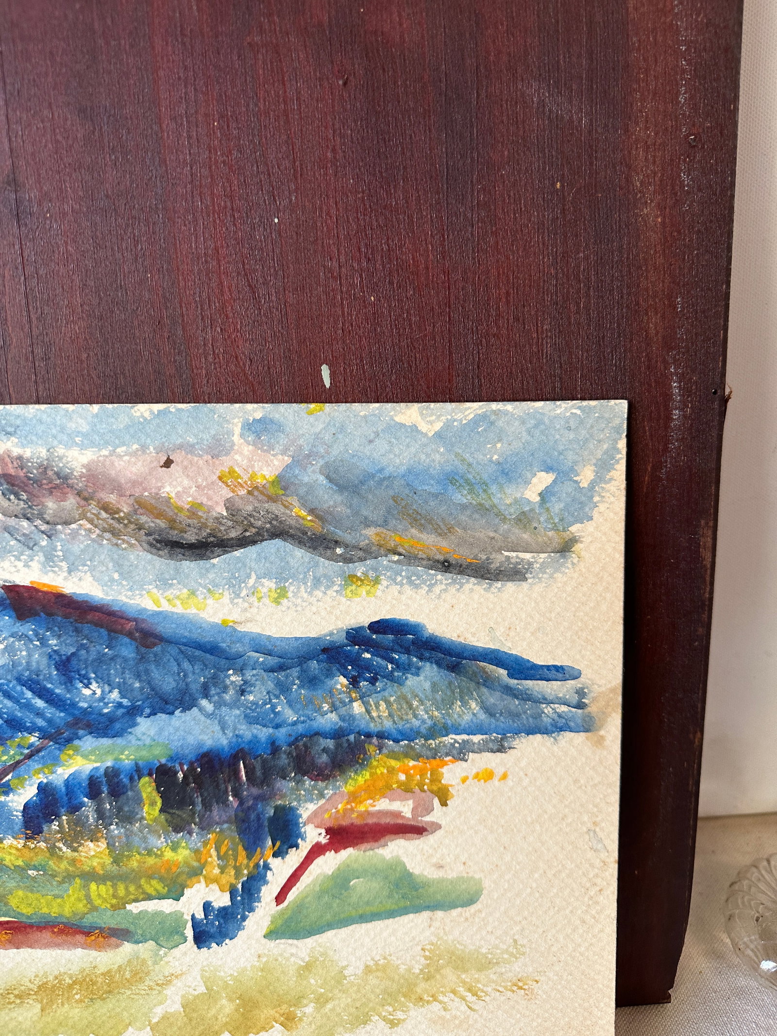 Vintage Colorful Abstract Mountain Landscape Watercolor Painting - 4