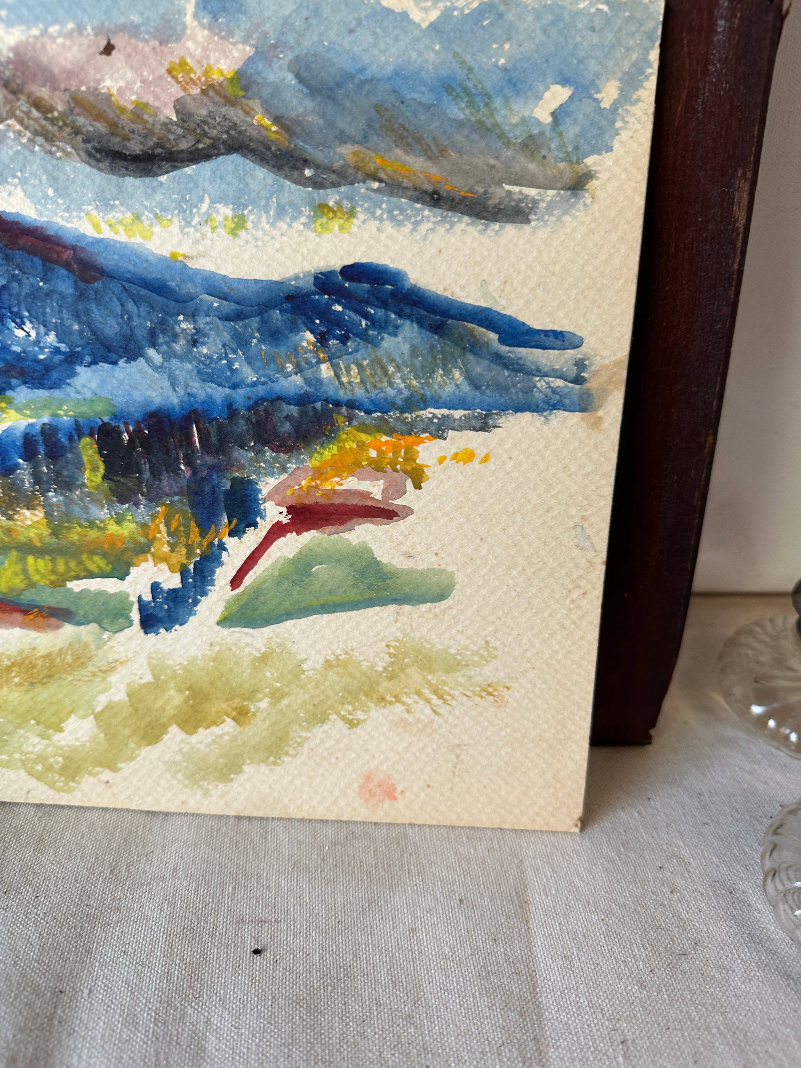Vintage Colorful Abstract Mountain Landscape Watercolor Painting - 5