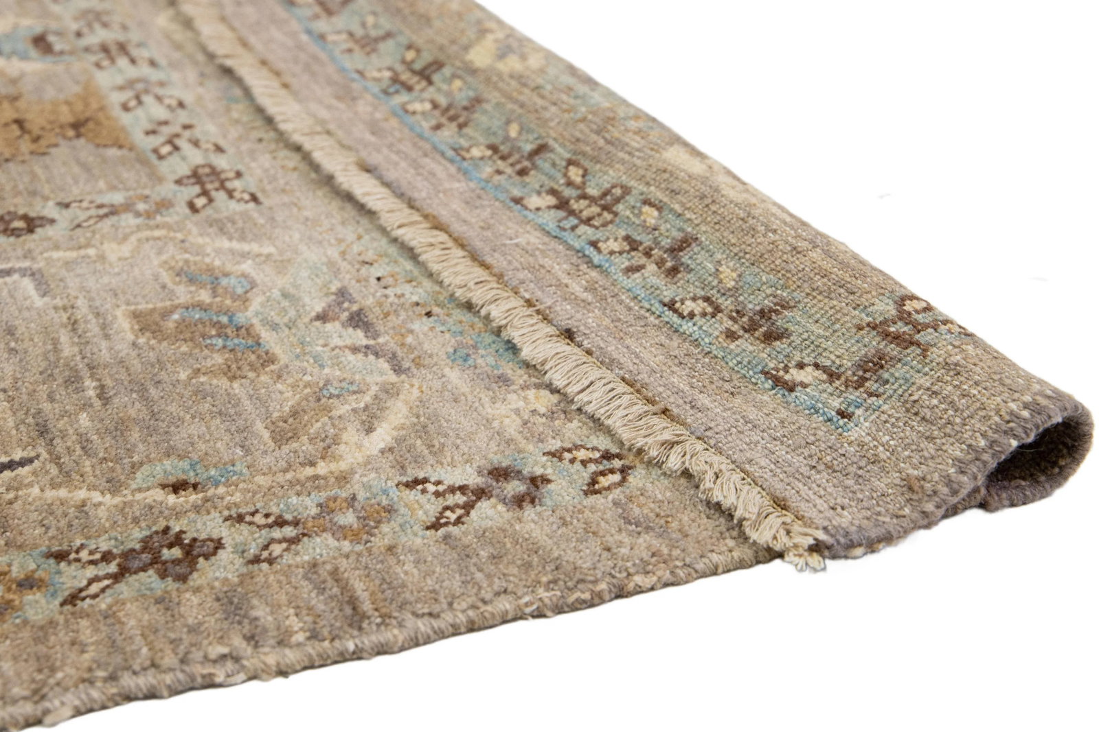 Allover Modern Designed Sultanabad Square Wool Rug in Light Brown - 4