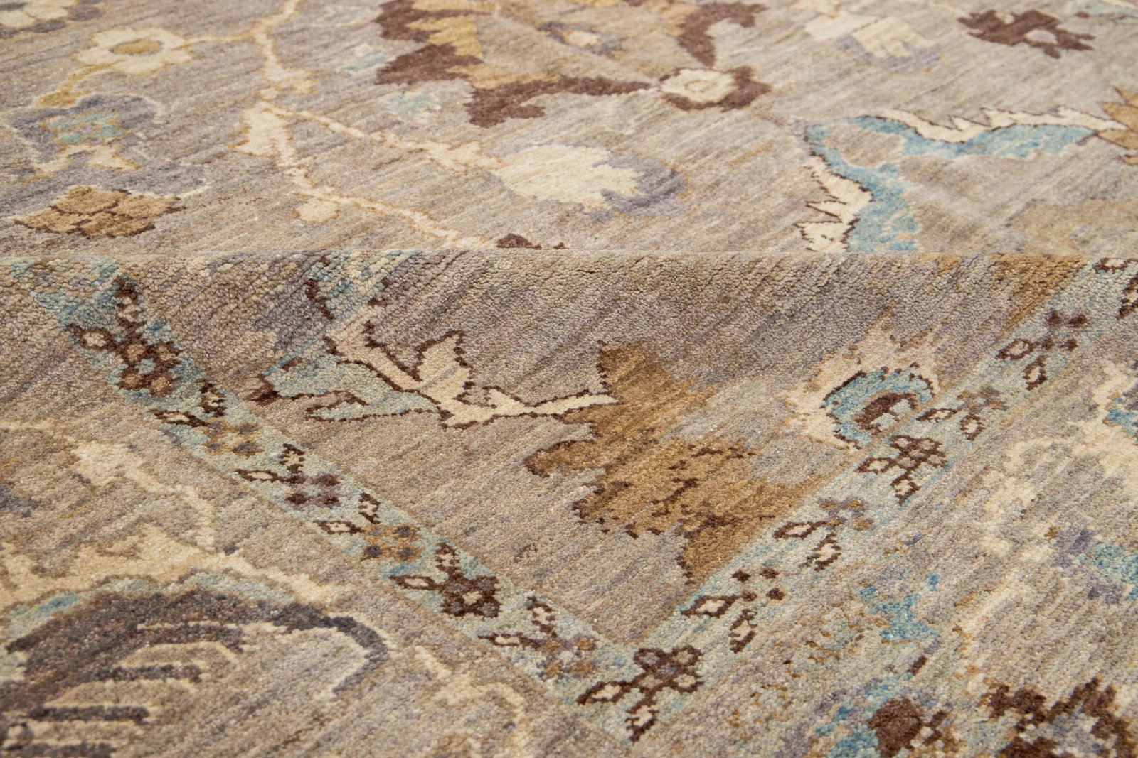 Allover Modern Designed Sultanabad Square Wool Rug in Light Brown - 8