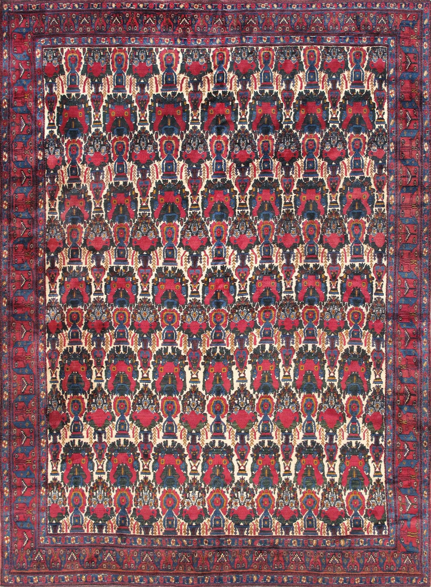 Antique Bidjar Ivory/Blue Rug, 8' 7" X 11' 8": The brand pasargad is the perfect blend of class and elegance. The bidjar rugs bring traditional sophistication to your home. These rugs feature 100% wool, hand-knotted into elegant designs, perfect