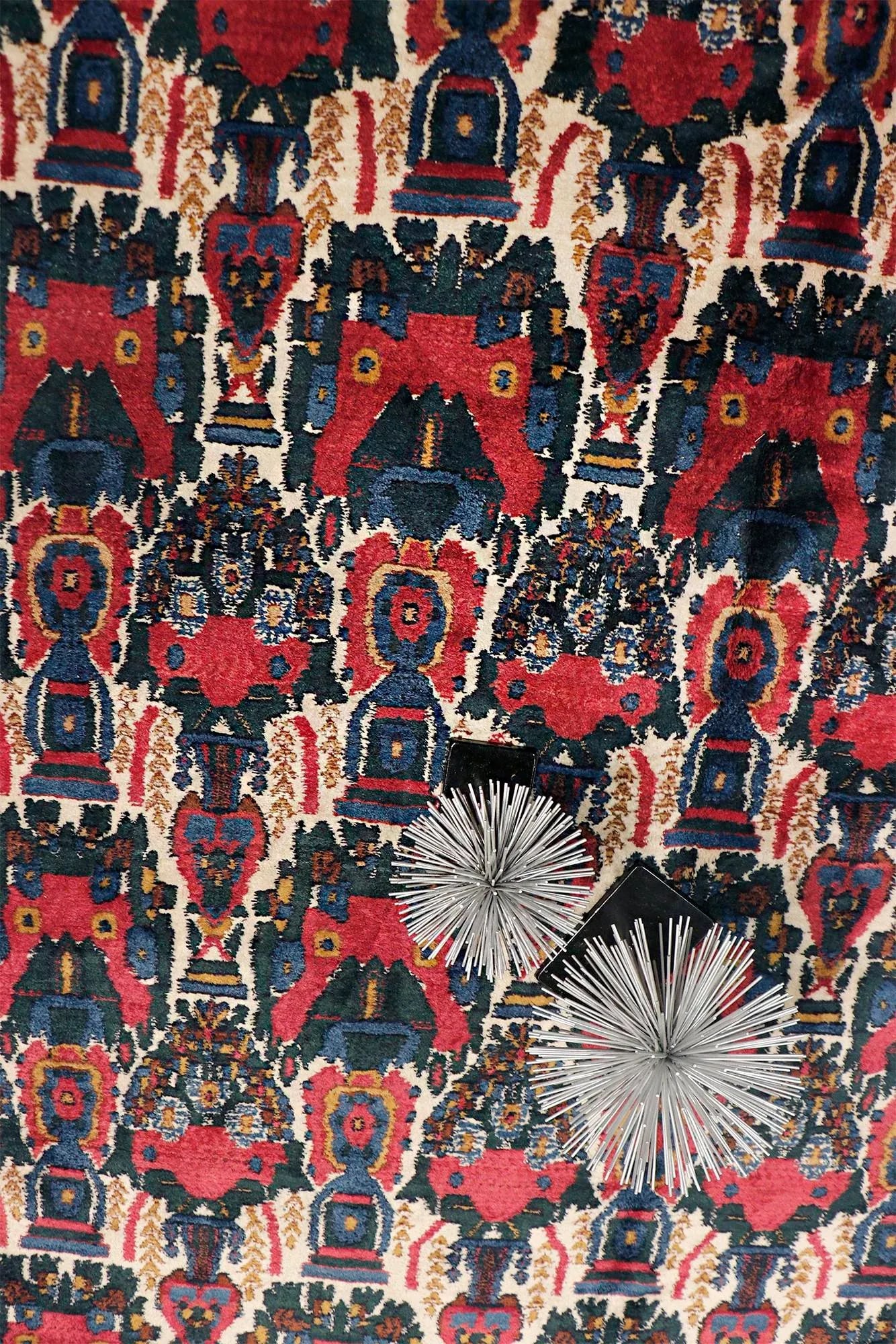Antique Bidjar Ivory/Blue Rug, 8' 7" X 11' 8" - 3