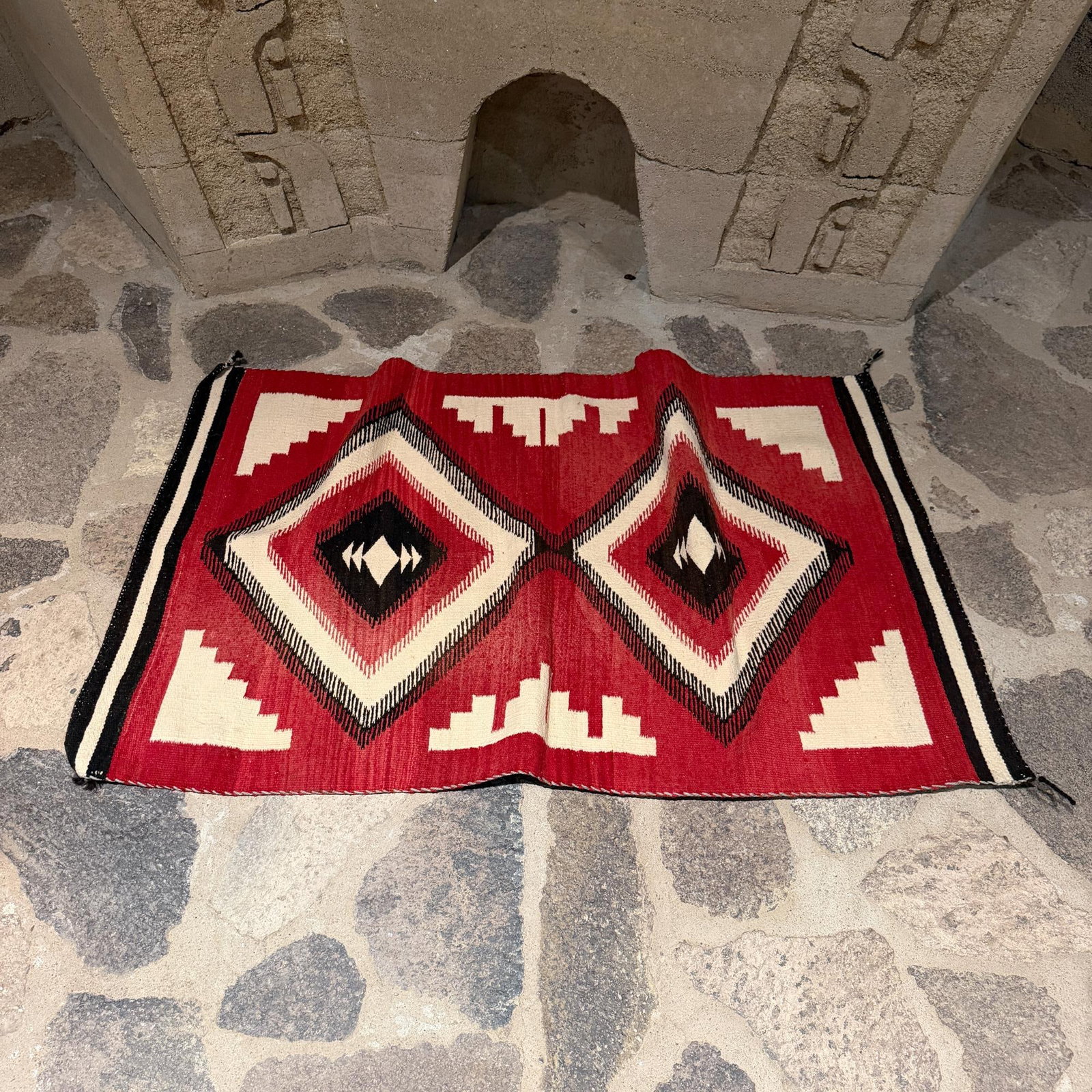 Handwoven Navajo Indian Flat Weave Textile, Geometric Design, 1900s - 13