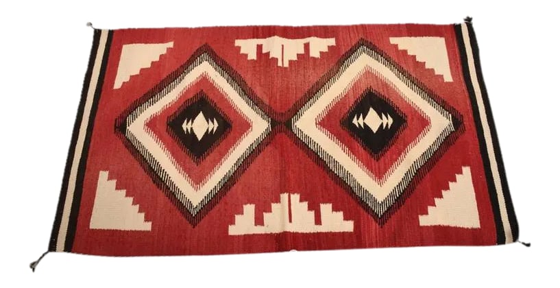 Handwoven Navajo Indian Flat Weave Textile, Geometric Design, 1900s (1 of 13)