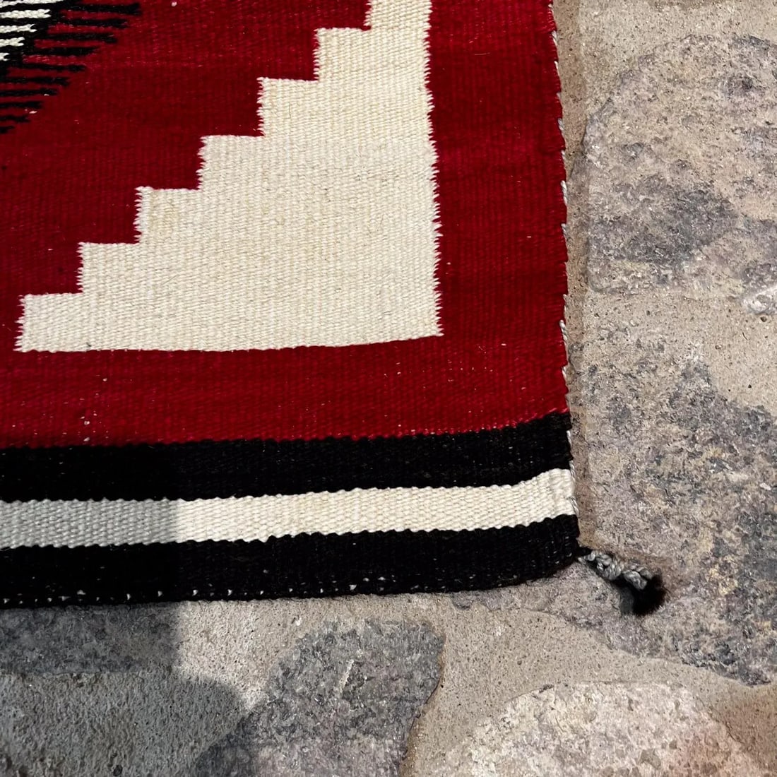 Handwoven Navajo Indian Flat Weave Textile, Geometric Design, 1900s - 5