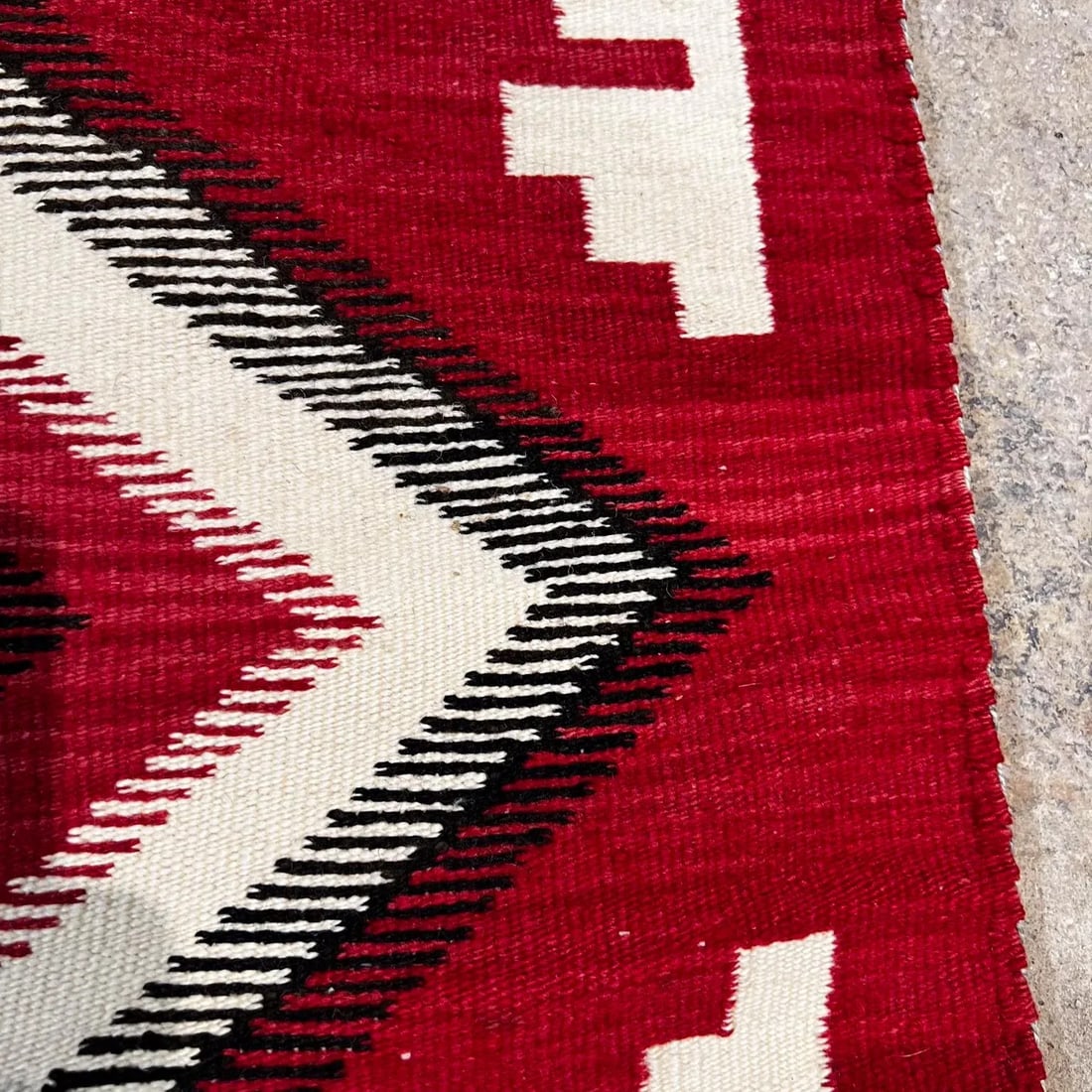 Handwoven Navajo Indian Flat Weave Textile, Geometric Design, 1900s - 7