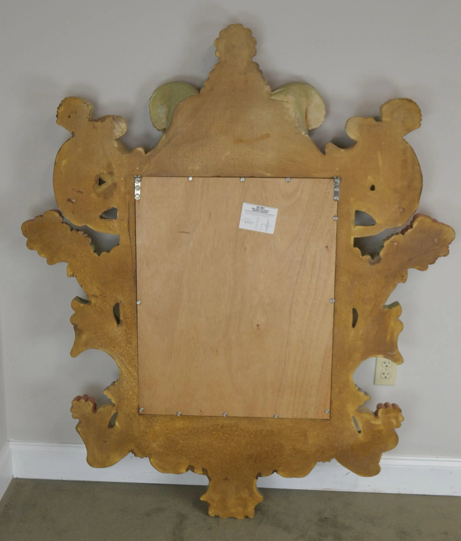 Hand Painted Large Carved Wood Frame Beveled Wall Mirror - 5
