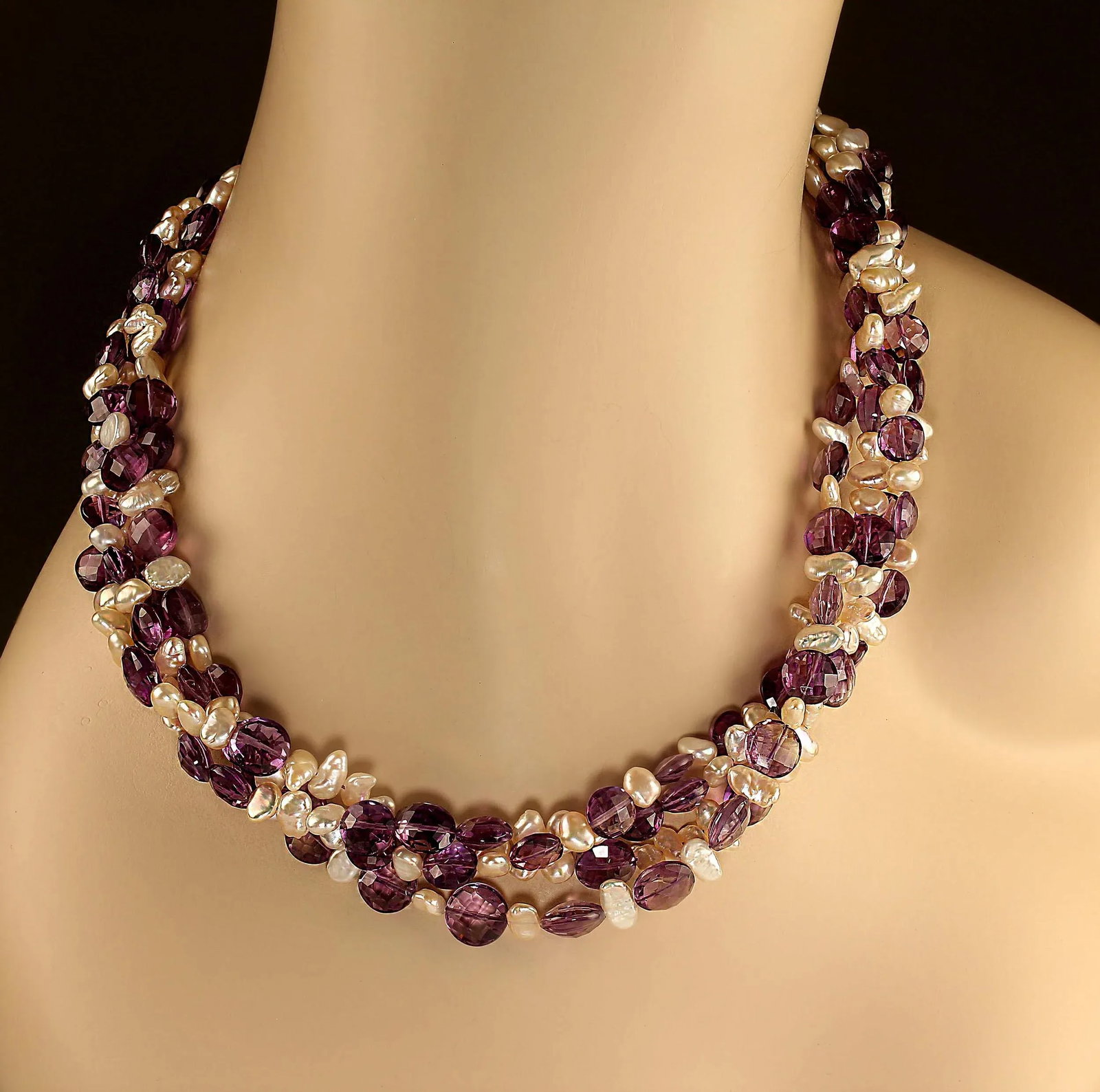 Four Strand Necklace of Amethyst and Pearls - 2