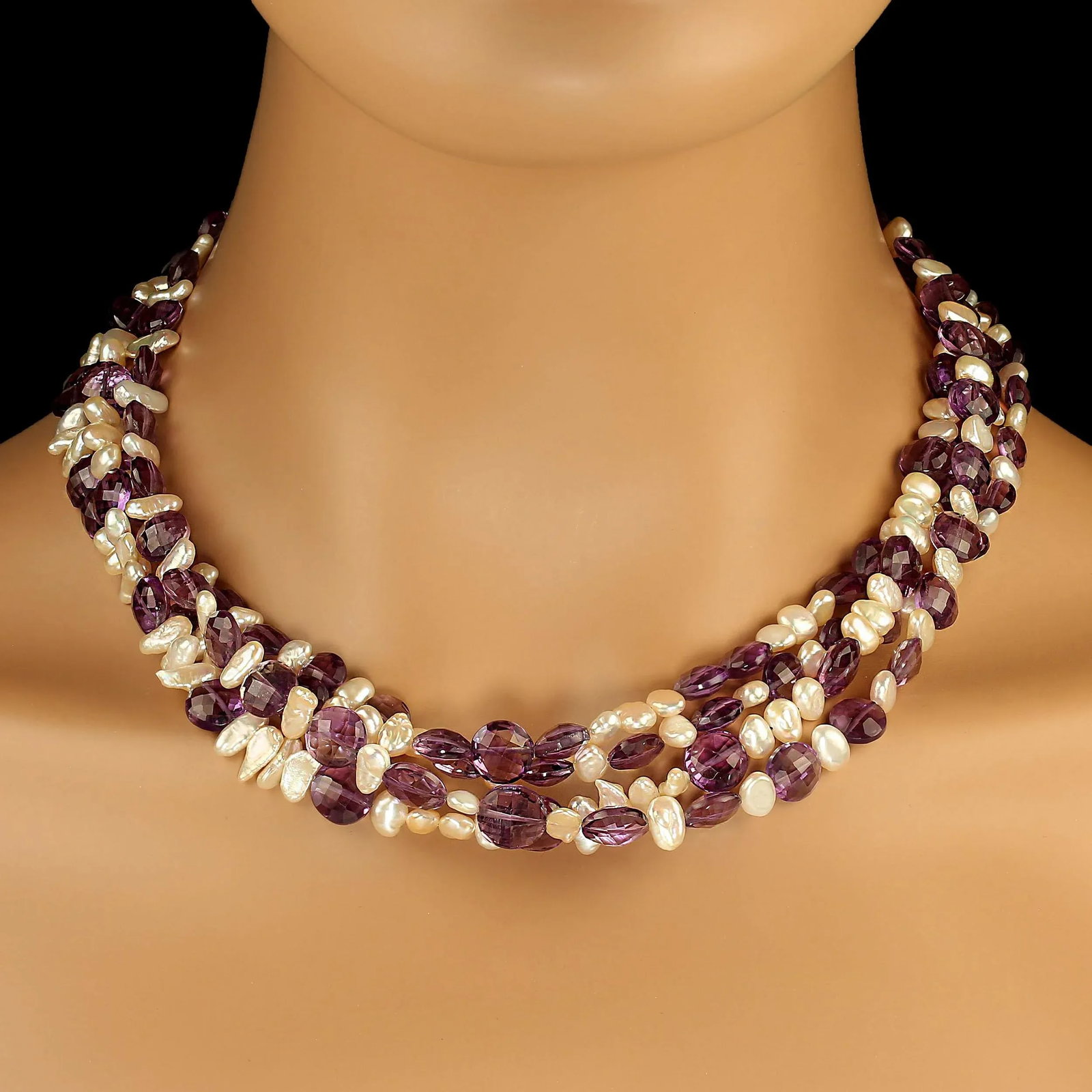 Four Strand Necklace of Amethyst and Pearls - 4