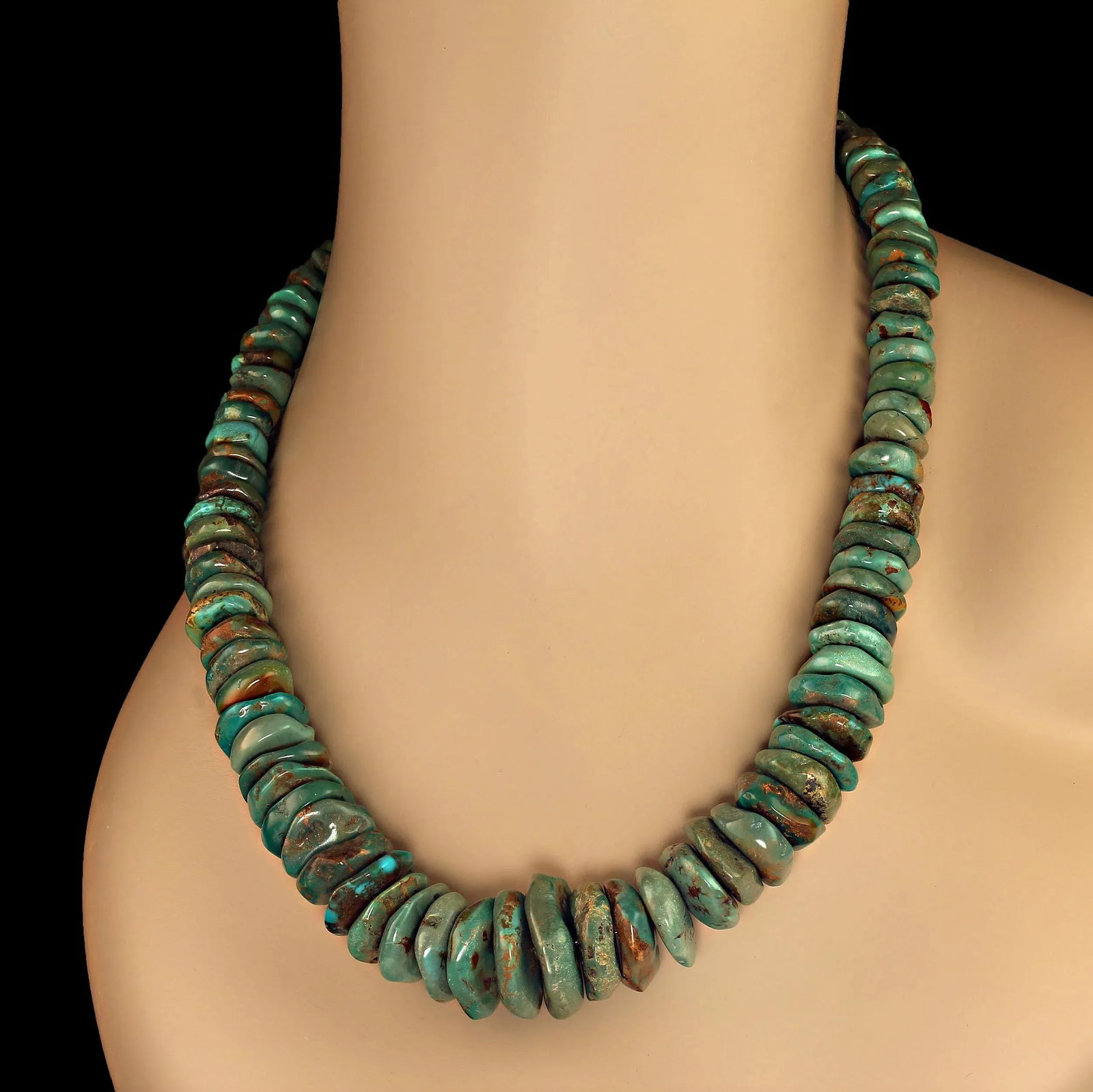 Graduated Green Turquoise Matrix Necklace - 3