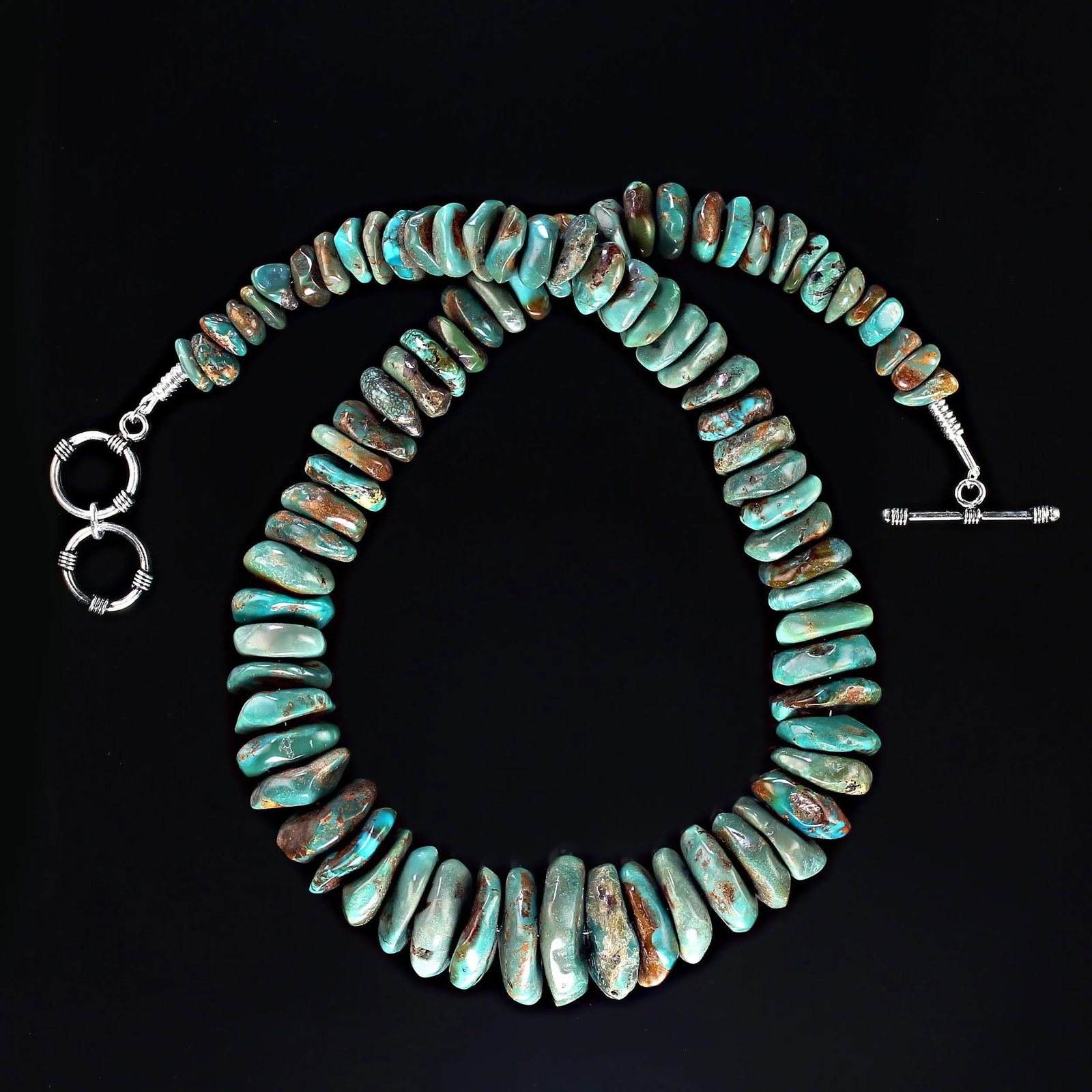 Graduated Green Turquoise Matrix Necklace - 4